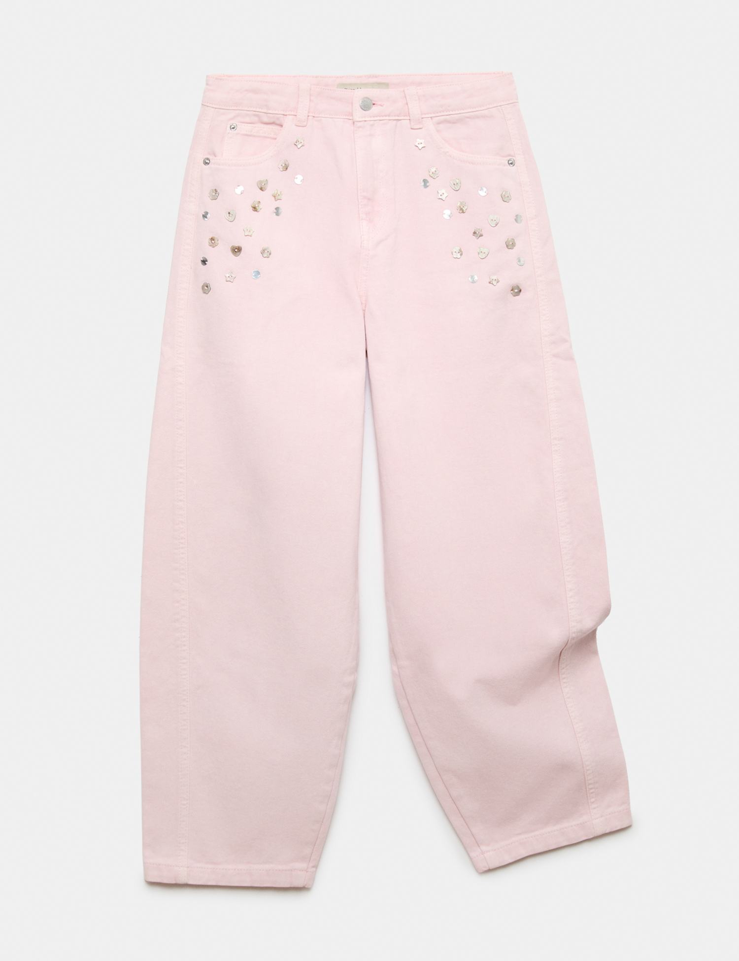 M&S Embellished Barrel Jeans (6-16 Yrs) Pink