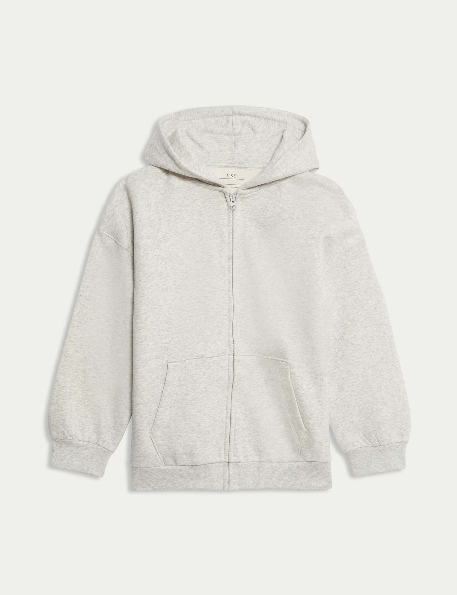 M&S Cotton Rich Zip Hoodie (6-16 Yrs) Grey Marl