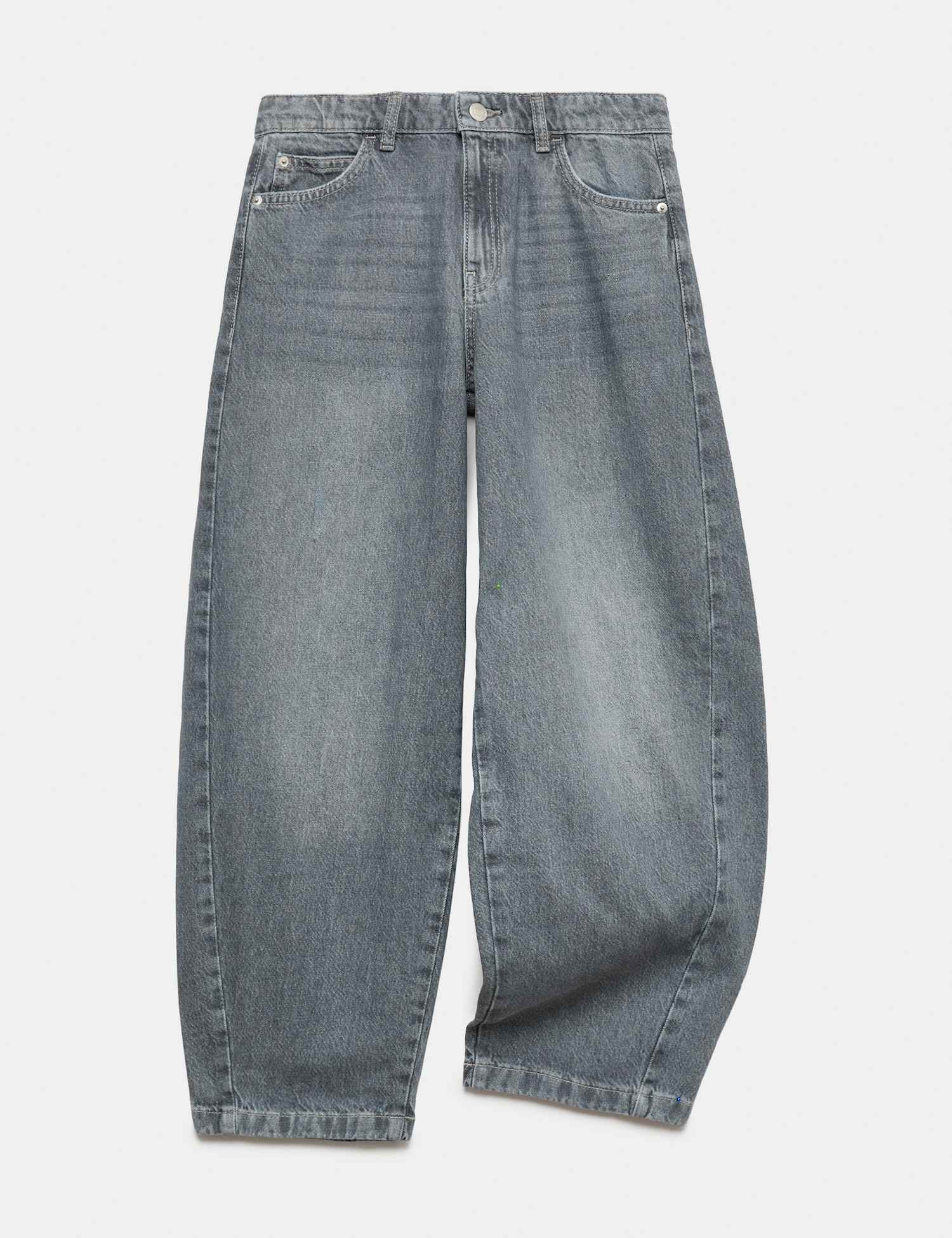 M&S Barrel Fit Baggy Denim Jeans (6-16 Yrs) Grey Blue