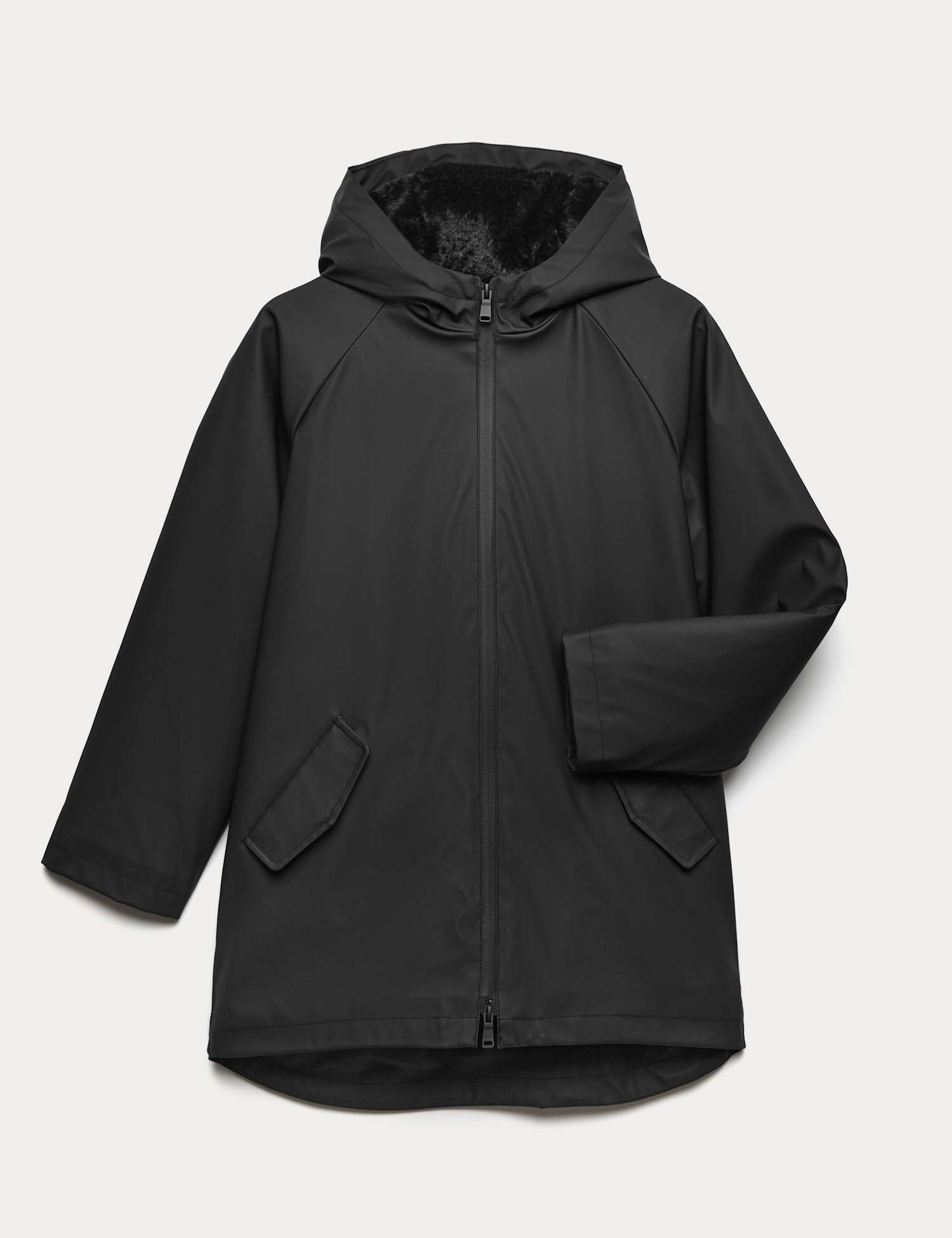 M&S Long Line Fisherman Coat (6-16 Yrs) Black