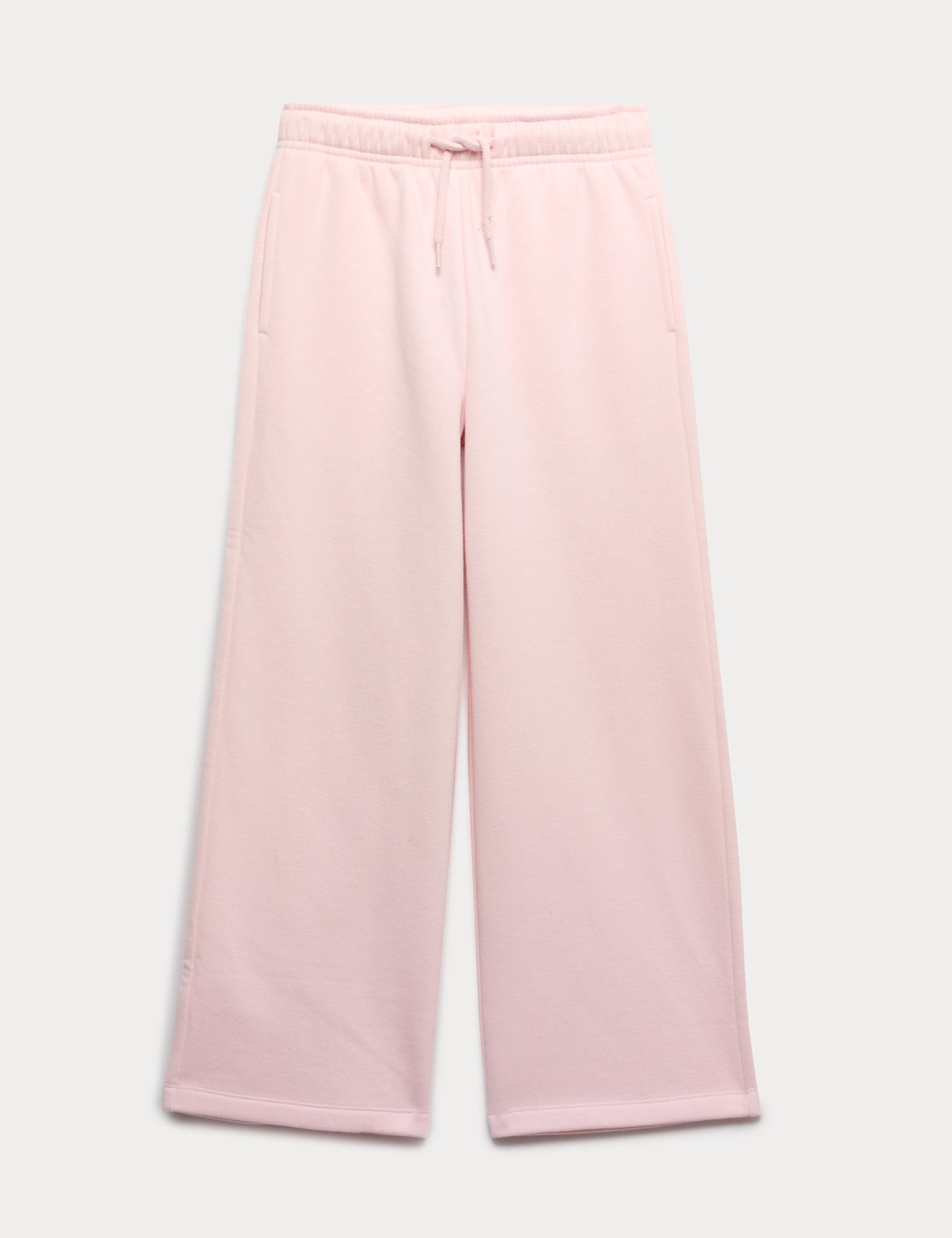 M&S Wide Leg Cotton Rich Joggers (2-16 Yrs) Pale Pink