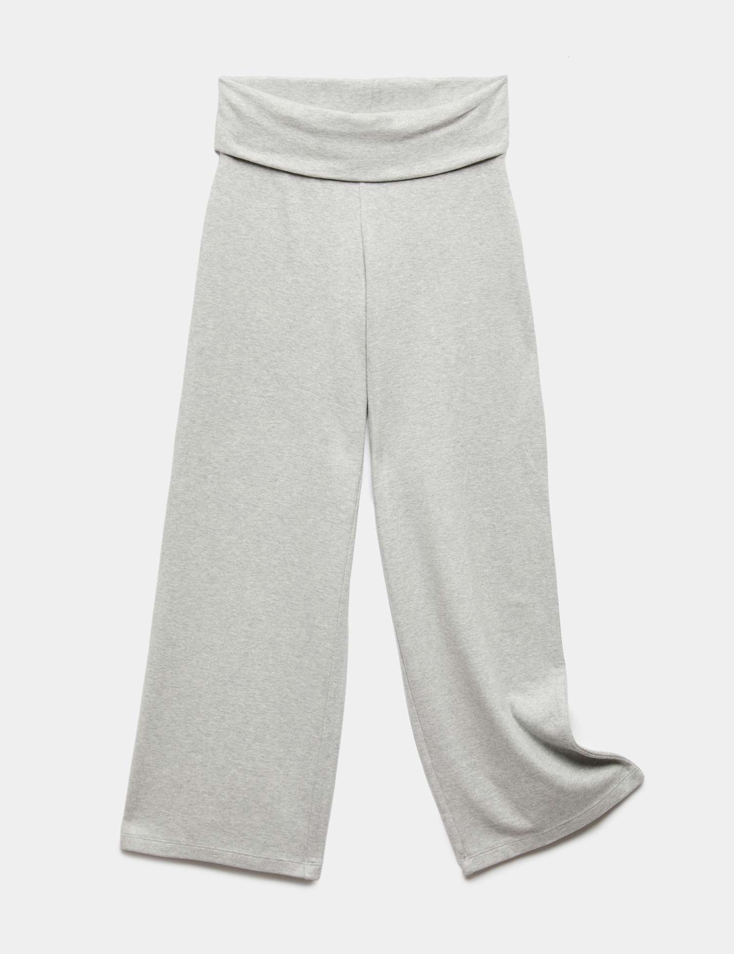 M&S Cosy Foldover Wide Leg Trousers (6-16 Yrs) Grey Marl