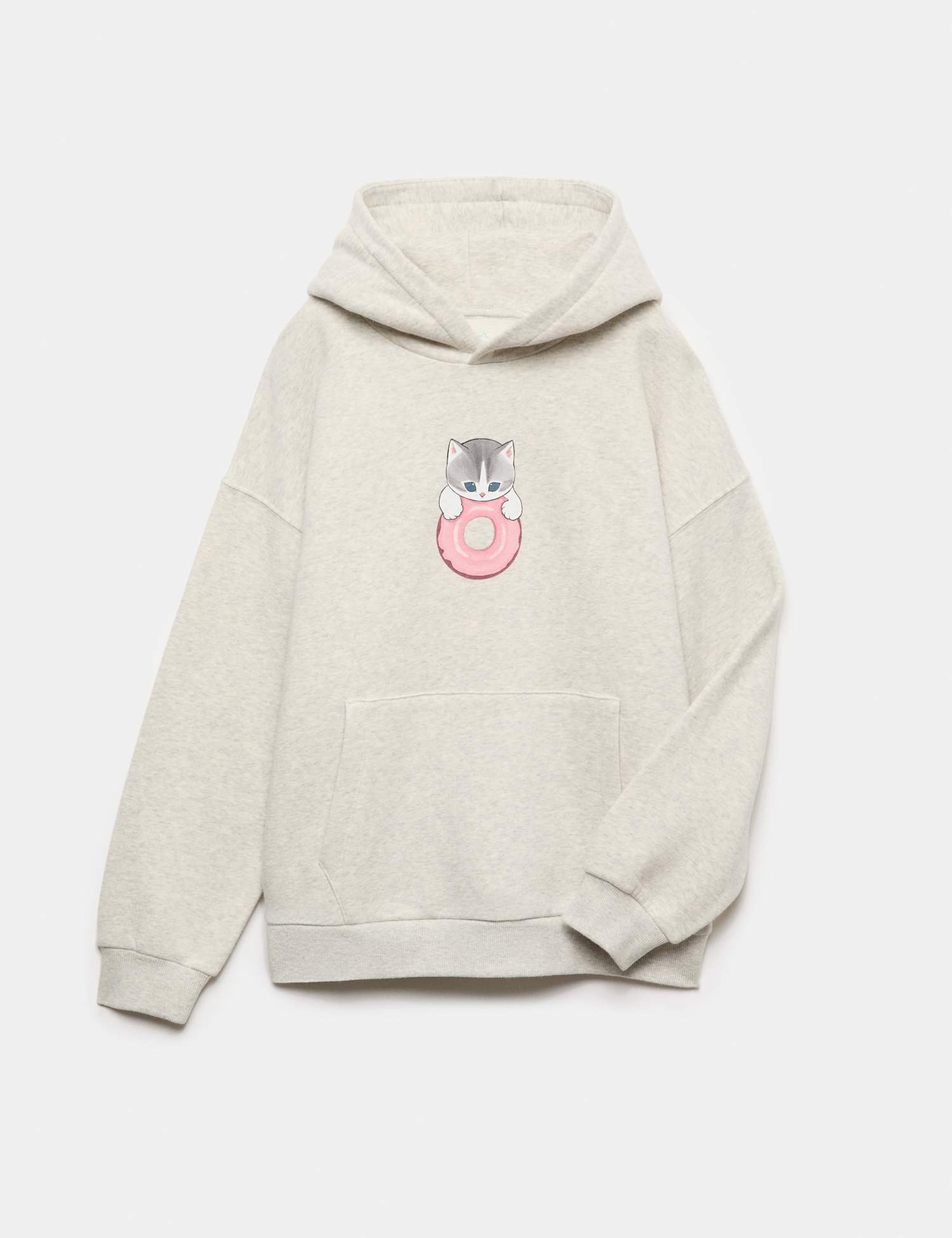 M&S Cotton Rich Mofusand Graphic Hoodie Grey Marl