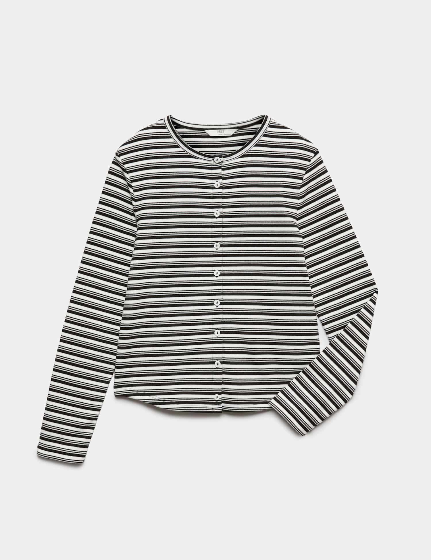 M&S Button Through Top (6-16 Yrs) Black Mix