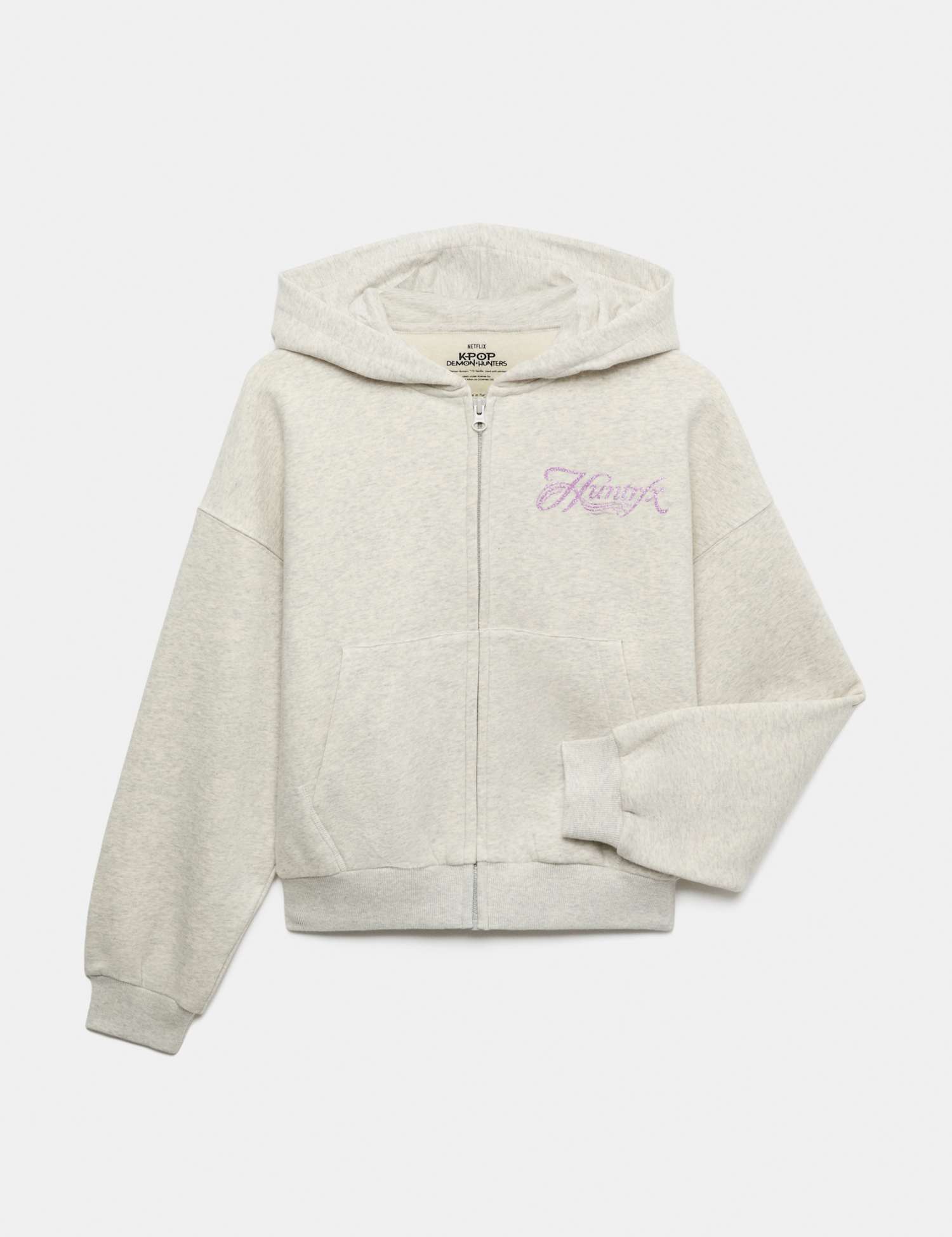 M&S K-Pop Demon Hunters Cotton Rich Zip Hoodie (6-16 Yrs) Grey Marl