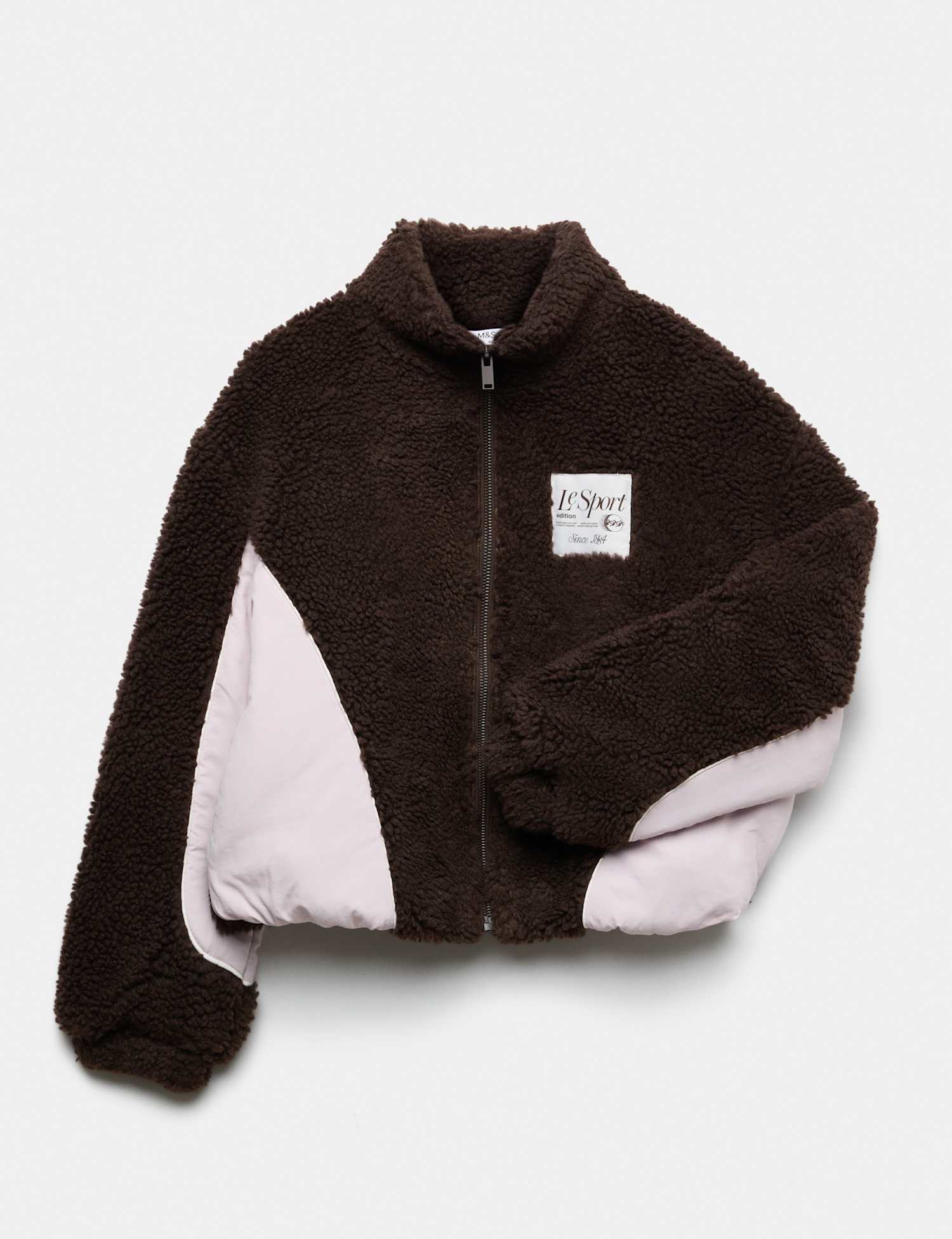 M&S Slogan Borg Fleece Zip Through Sweatshirt (6-16 Yrs) Pink Mix