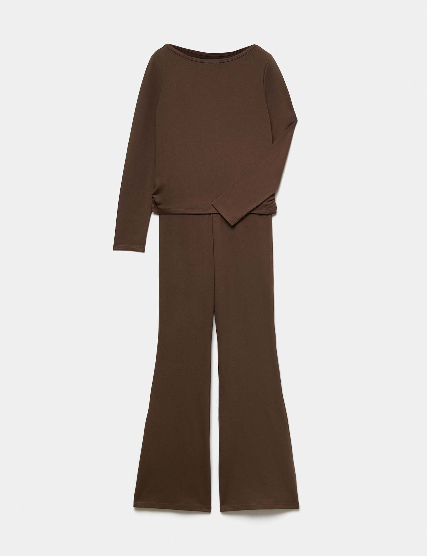 M&S 2 Piece Soft Touch Top and Kickflare Set (6-16 Yrs) Chocolate