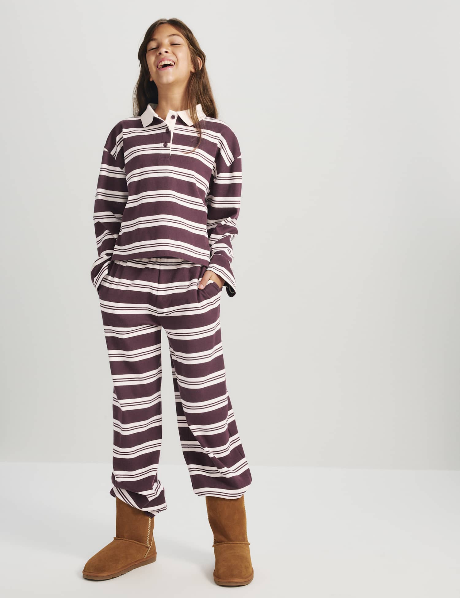 M&S Cotton Rich Striped Rugby Top & Trousers Set (6-16 Yrs) Multi