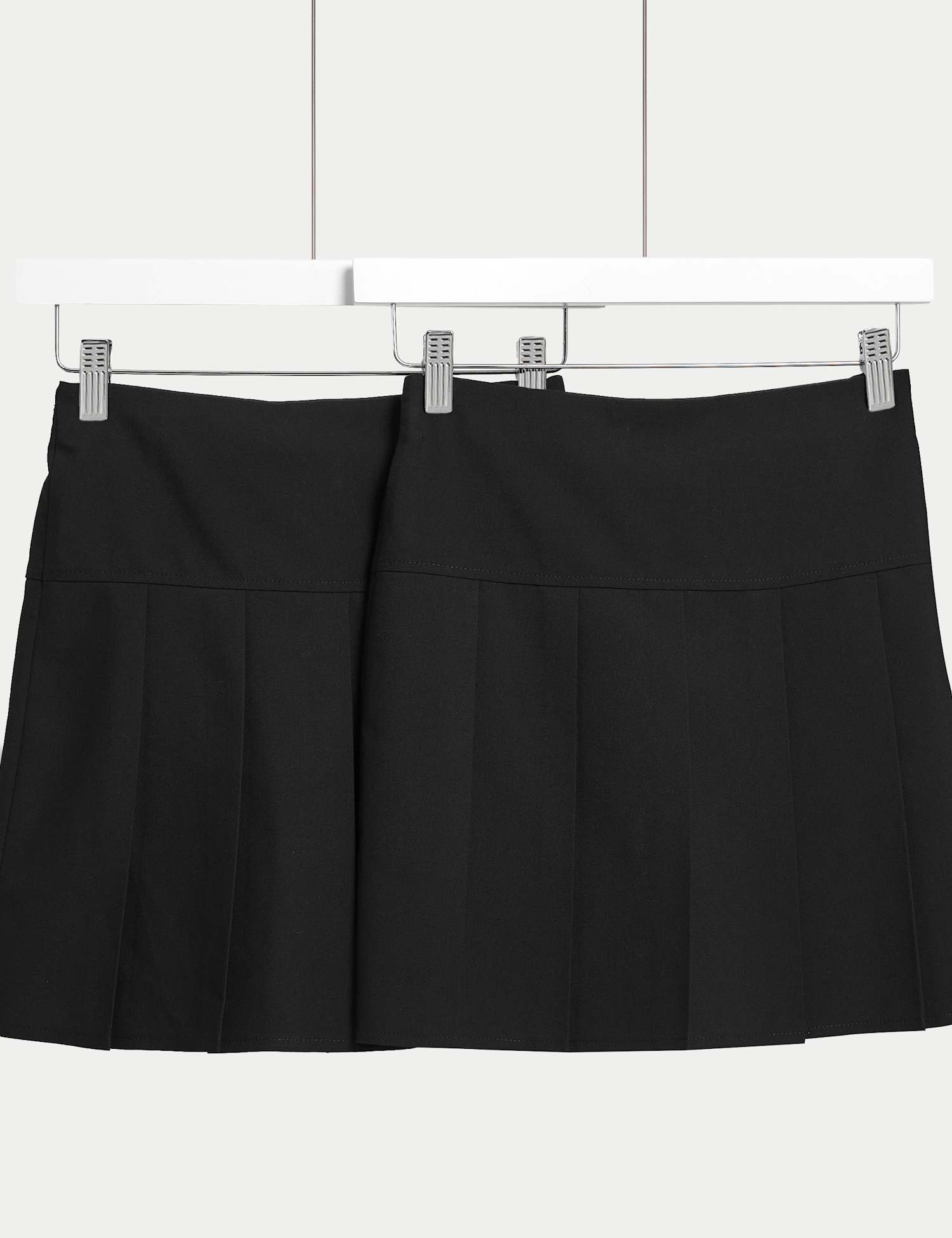 M&S 2 Pack Girls' Plus Fit Pleated School Skirts (2 - 18 Yrs) Black