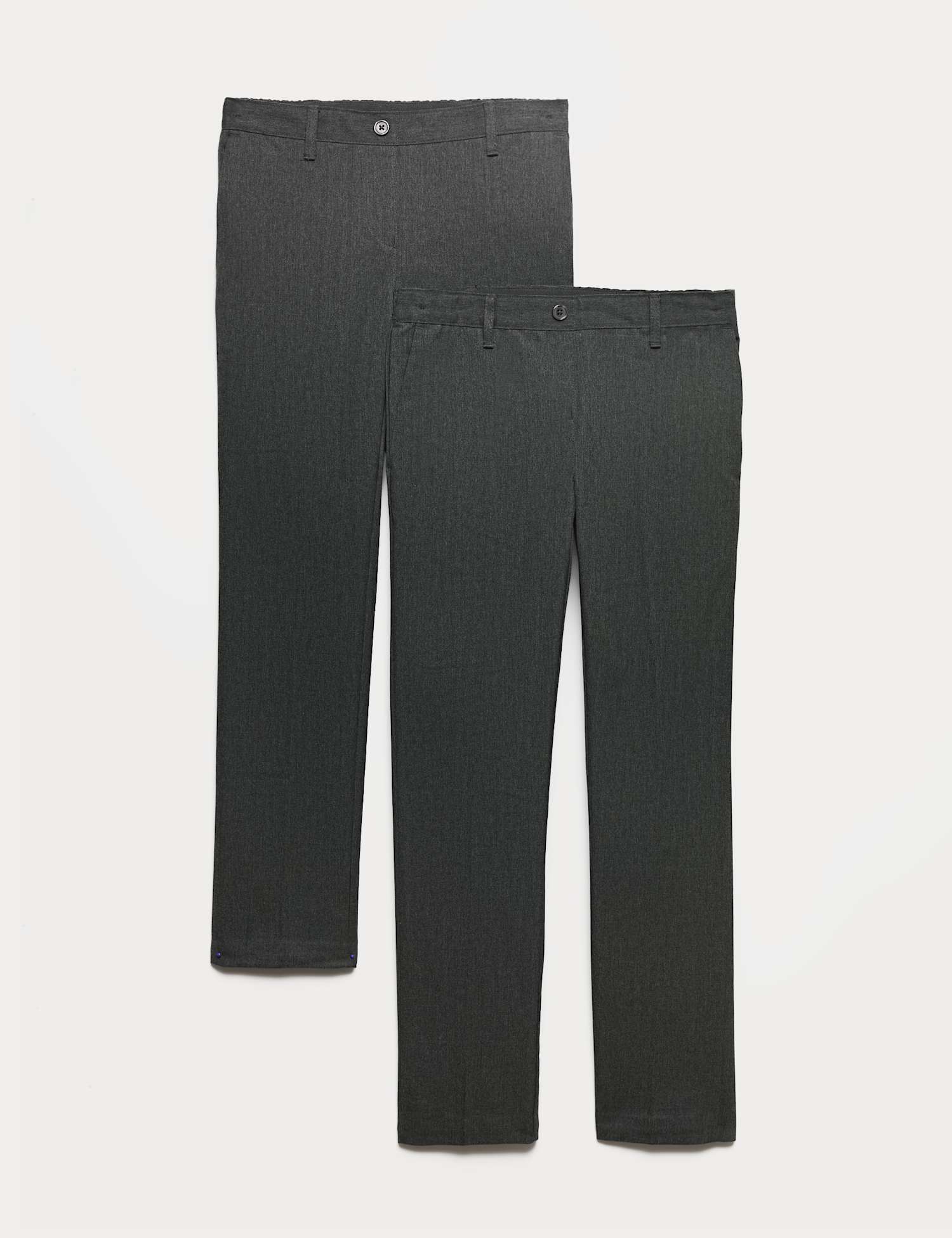 M&S 2 Pack Girls' Slim Leg Easy Dressing School Trousers (3-18 Yrs) Grey