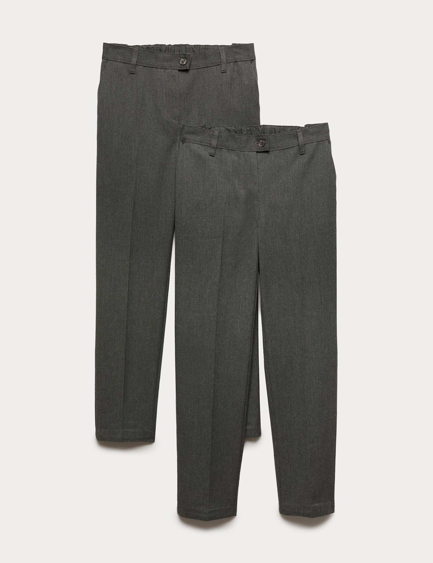 M&S 2 Pack Girls' Regular Leg Longer Length School Trousers (2-18 Yrs) Grey