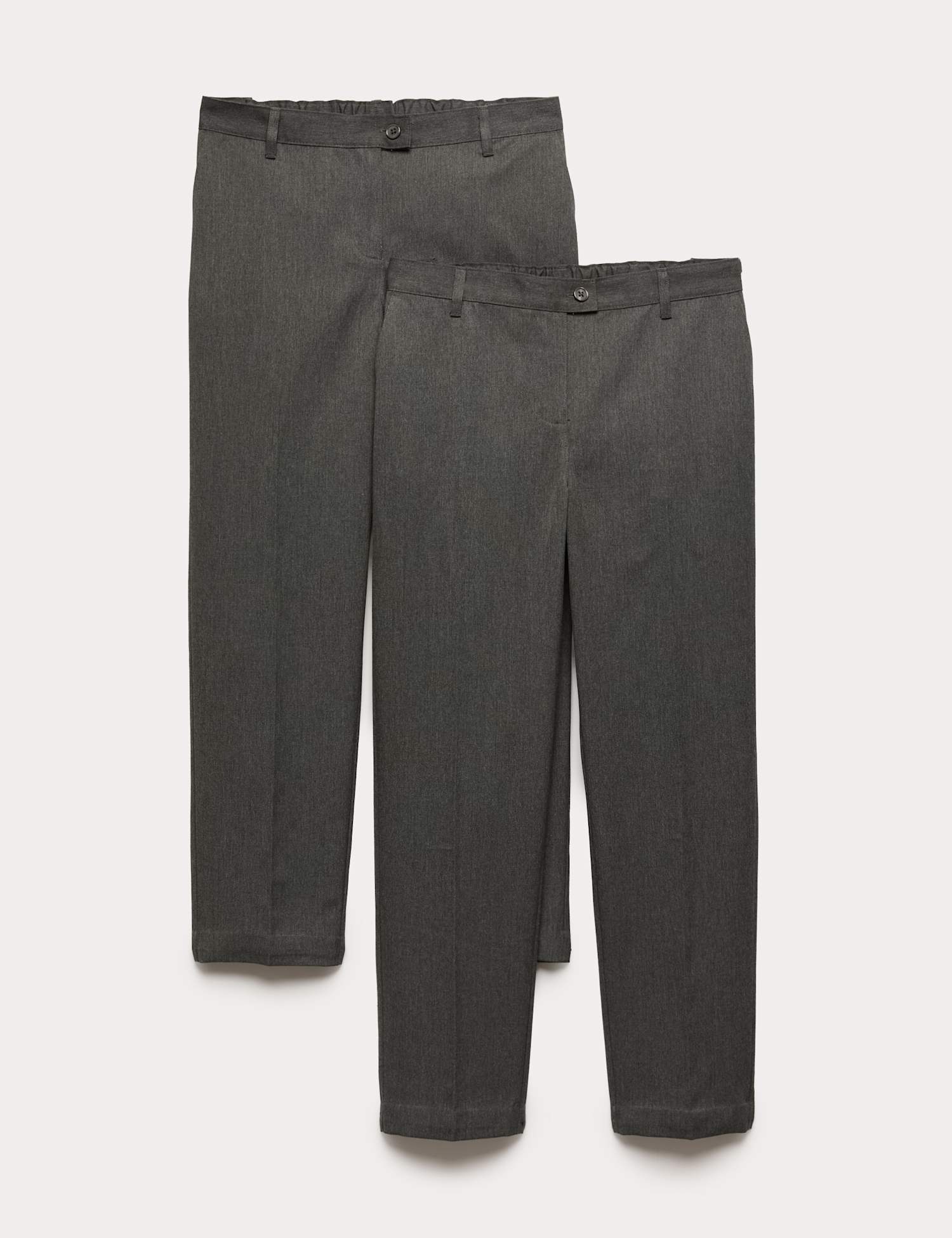 M&S 2 Pack Girls' Plus Fit Regular Leg Trousers (2-18 Yrs) Grey