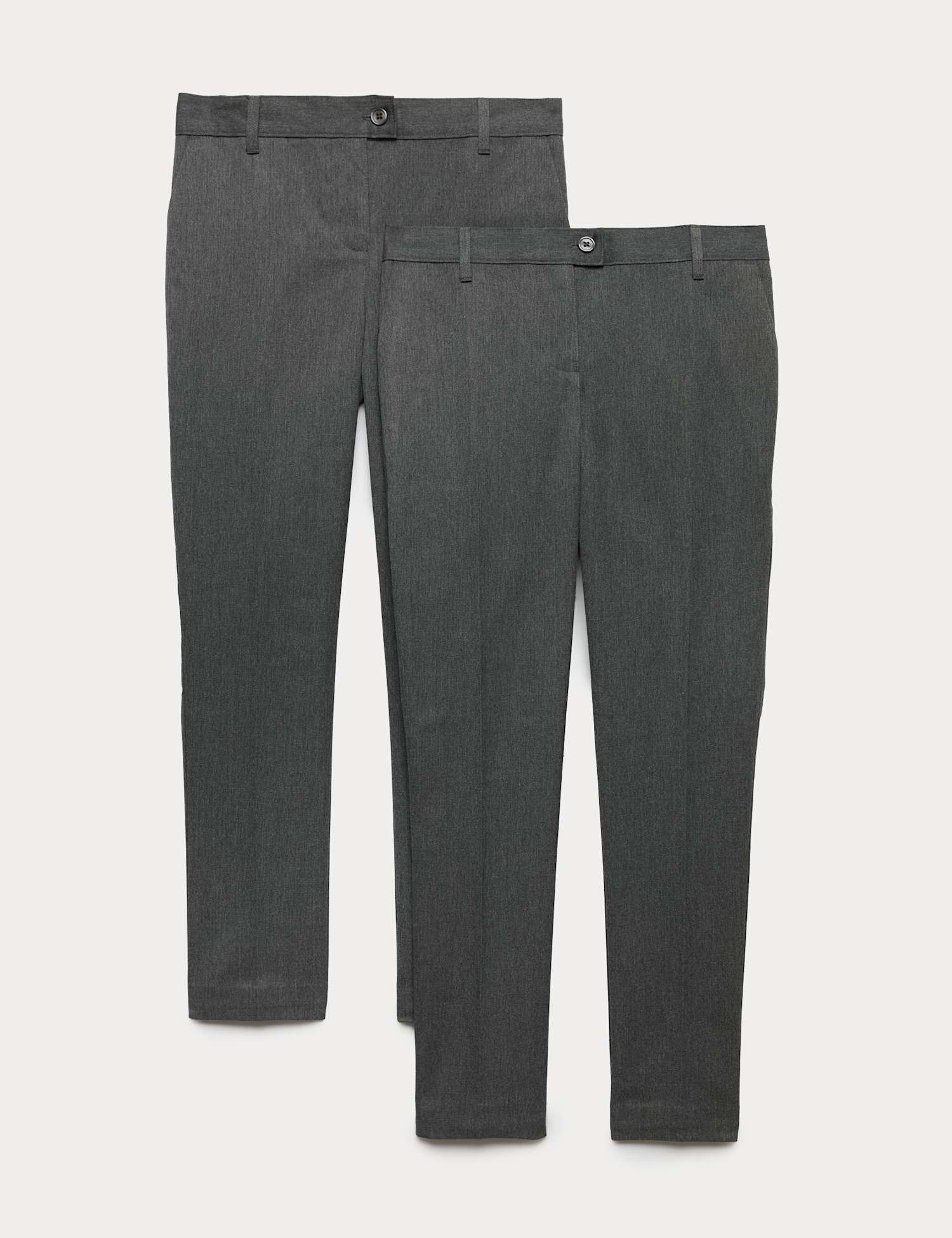 M&S 2 Pack Girls' Skinny Leg School Trousers (2-18 Yrs) Grey