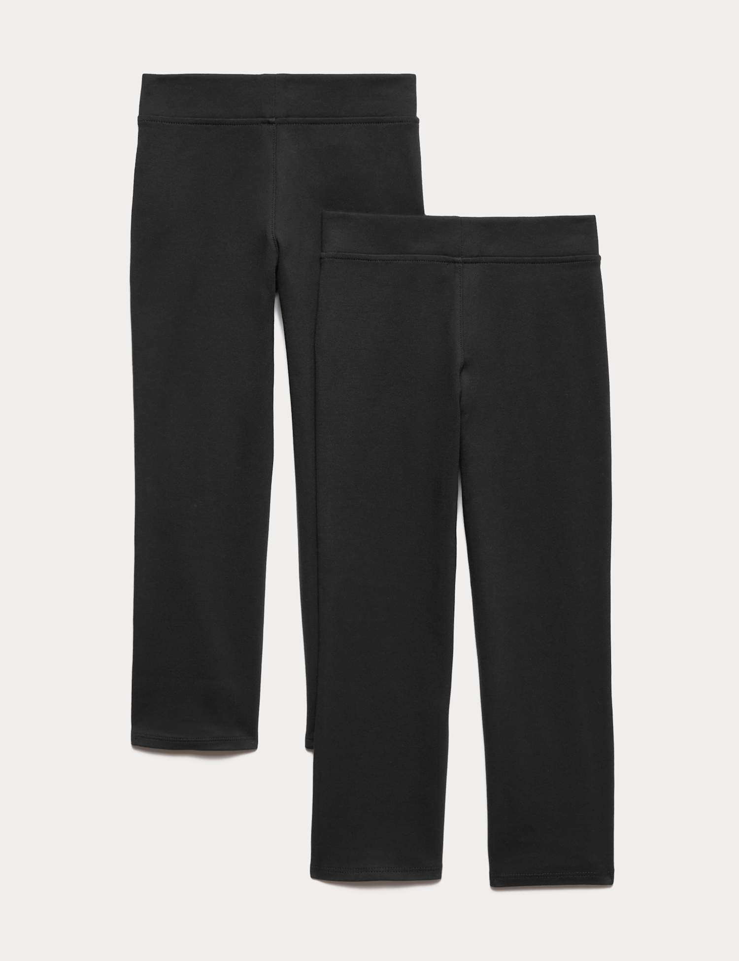 M&S 2 Pack Girls' Cotton Blend Knitted Trousers (2-18 Yrs) Black
