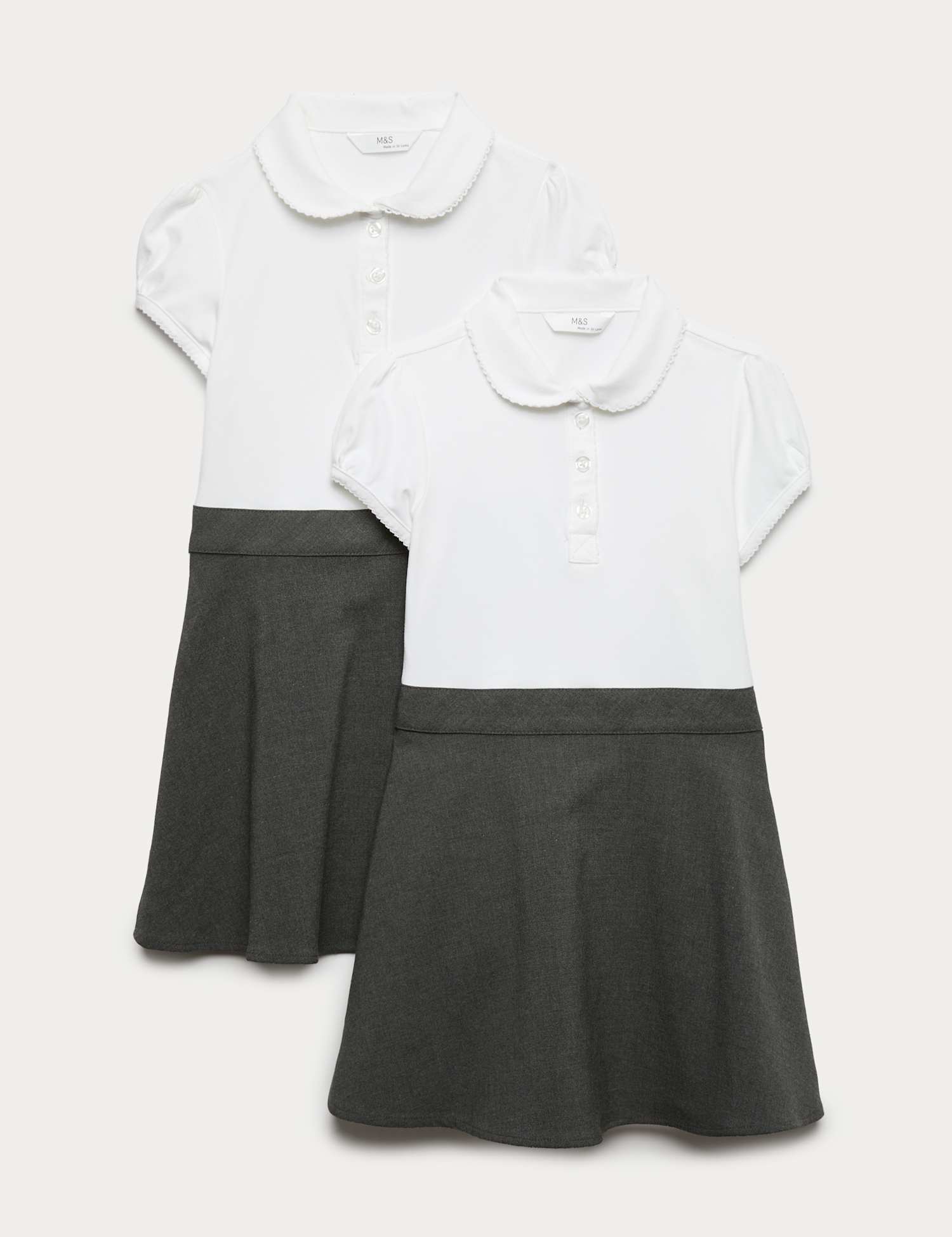 M&S 2 Pack Girls' 2 in 1 School Pinafores (2-12 Yrs) Grey