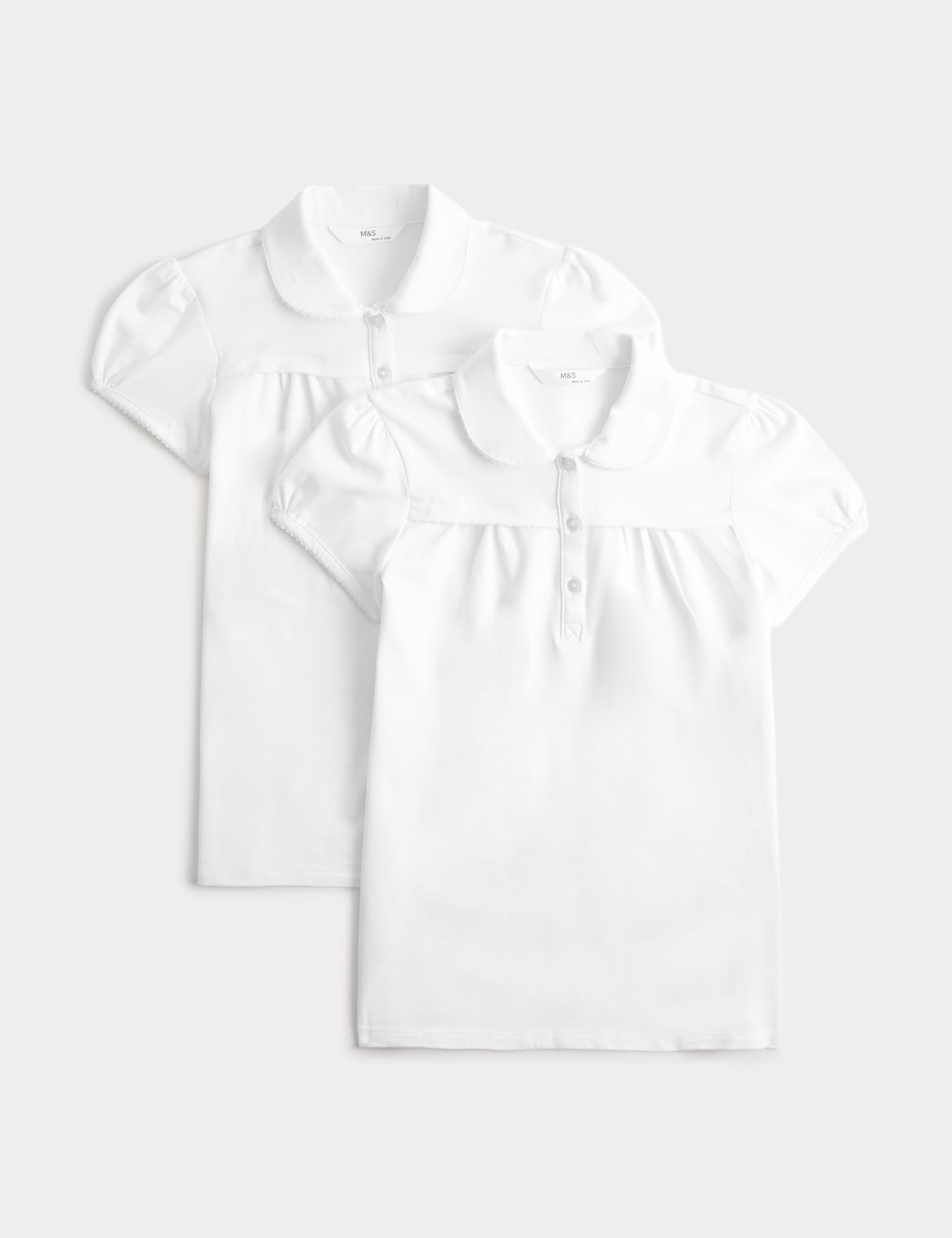M&S 2 Pack Girls' Jersey School Polo Shirts (2-18 Yrs) White