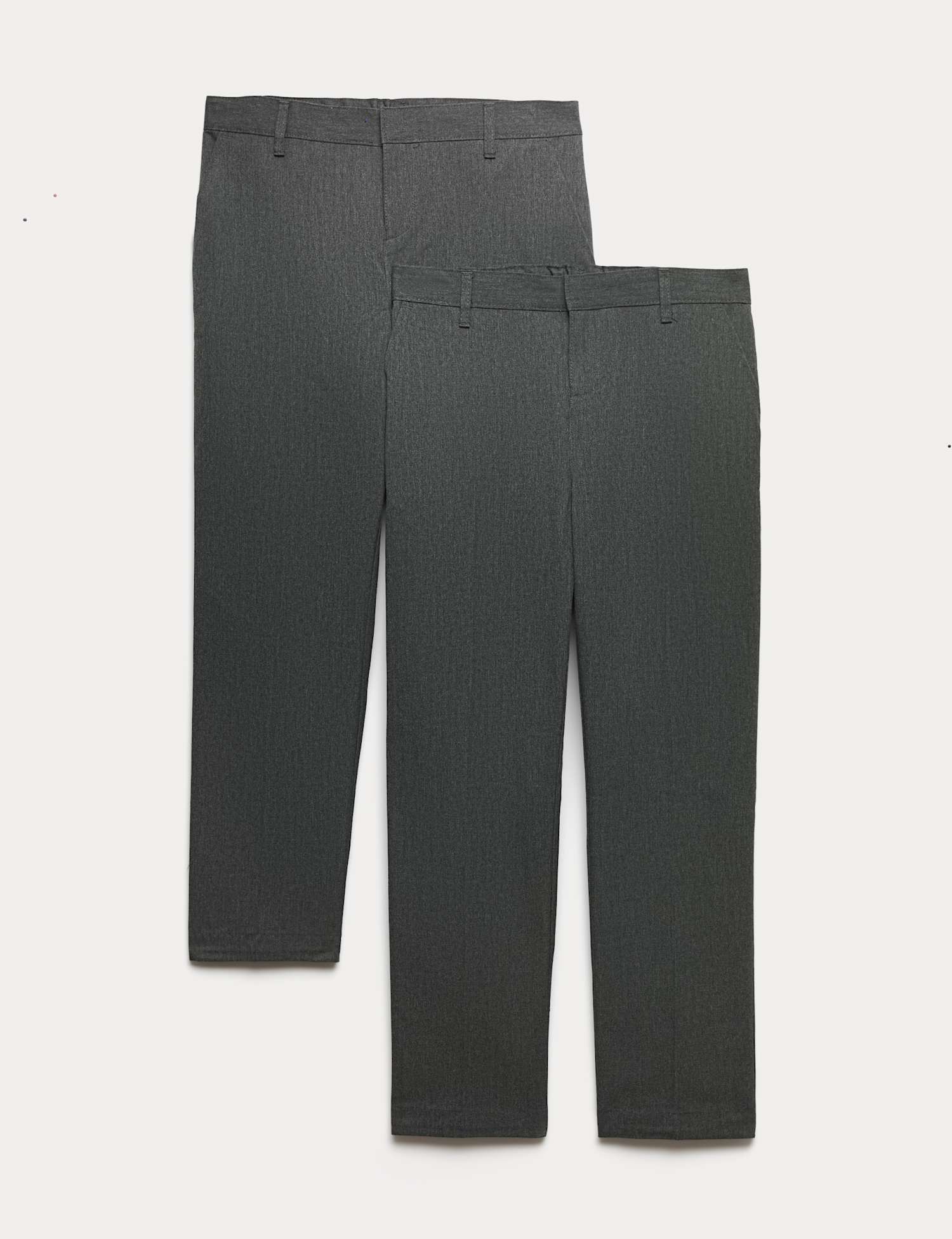 M&S 2 Pack Boys' Plus Fit Regular Leg School Trousers Grey