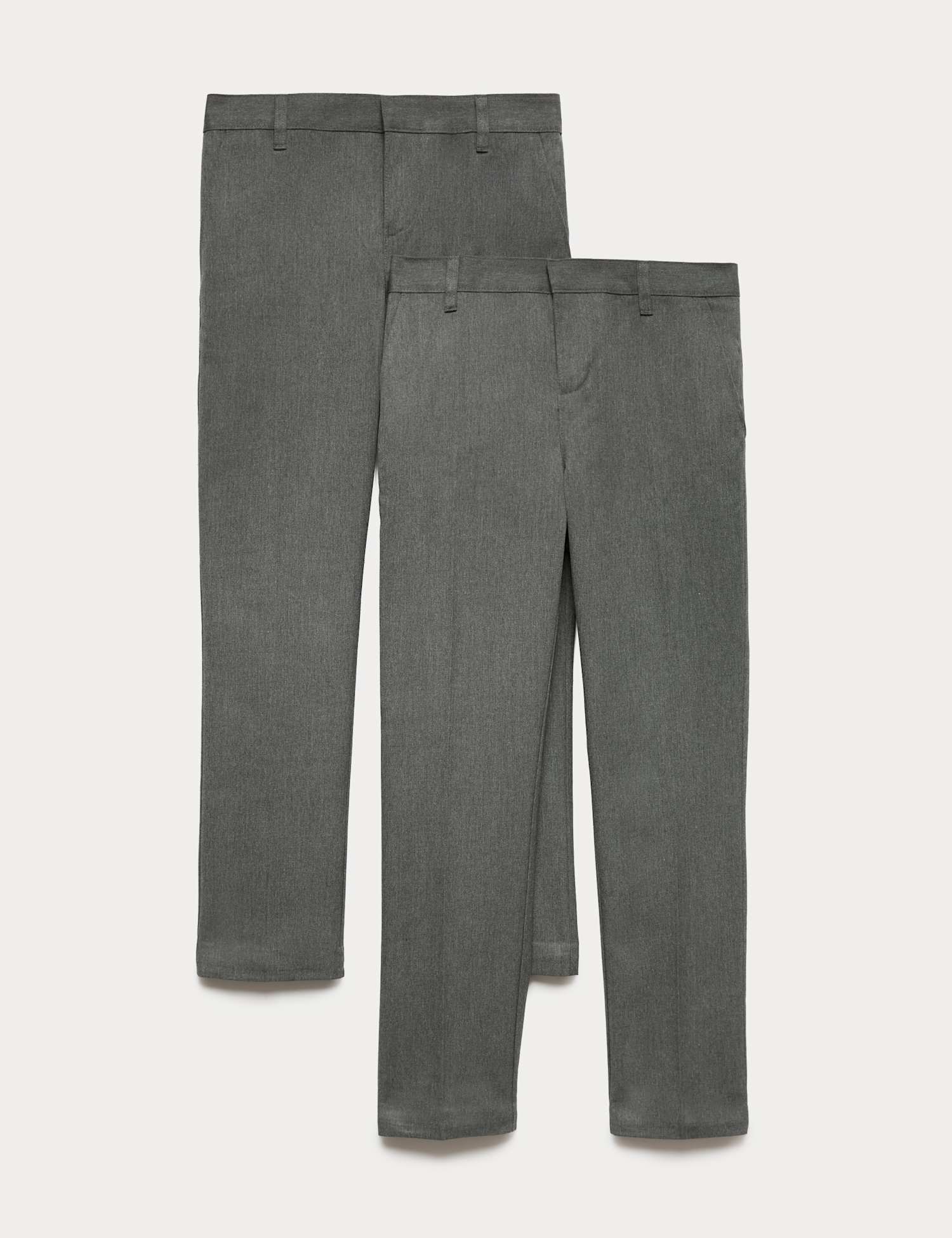 M&S 2 Pack Boys' Skinny Leg School Trousers (2-18 Yrs) Grey