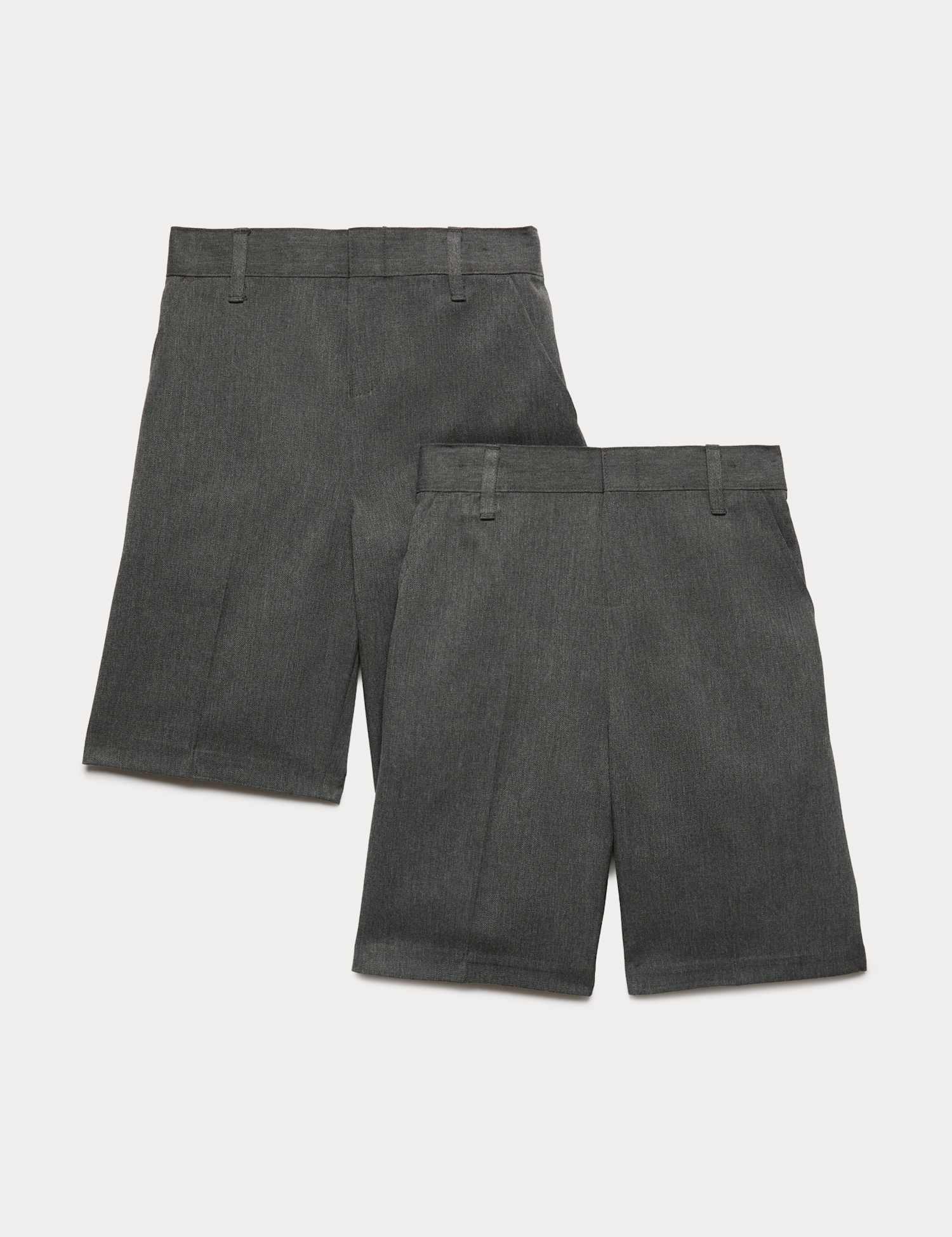 M&S 2 Pack Boys' Easy Dressing School Shorts (3-15 Yrs) Grey