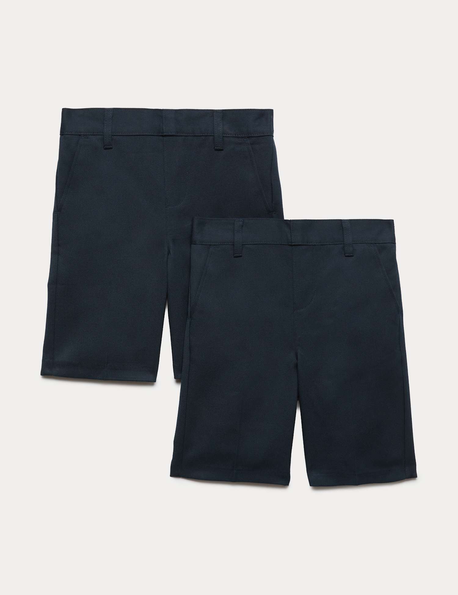M&S 2 Pack Boys Slim Leg School Shorts (2-14 Yrs) Navy