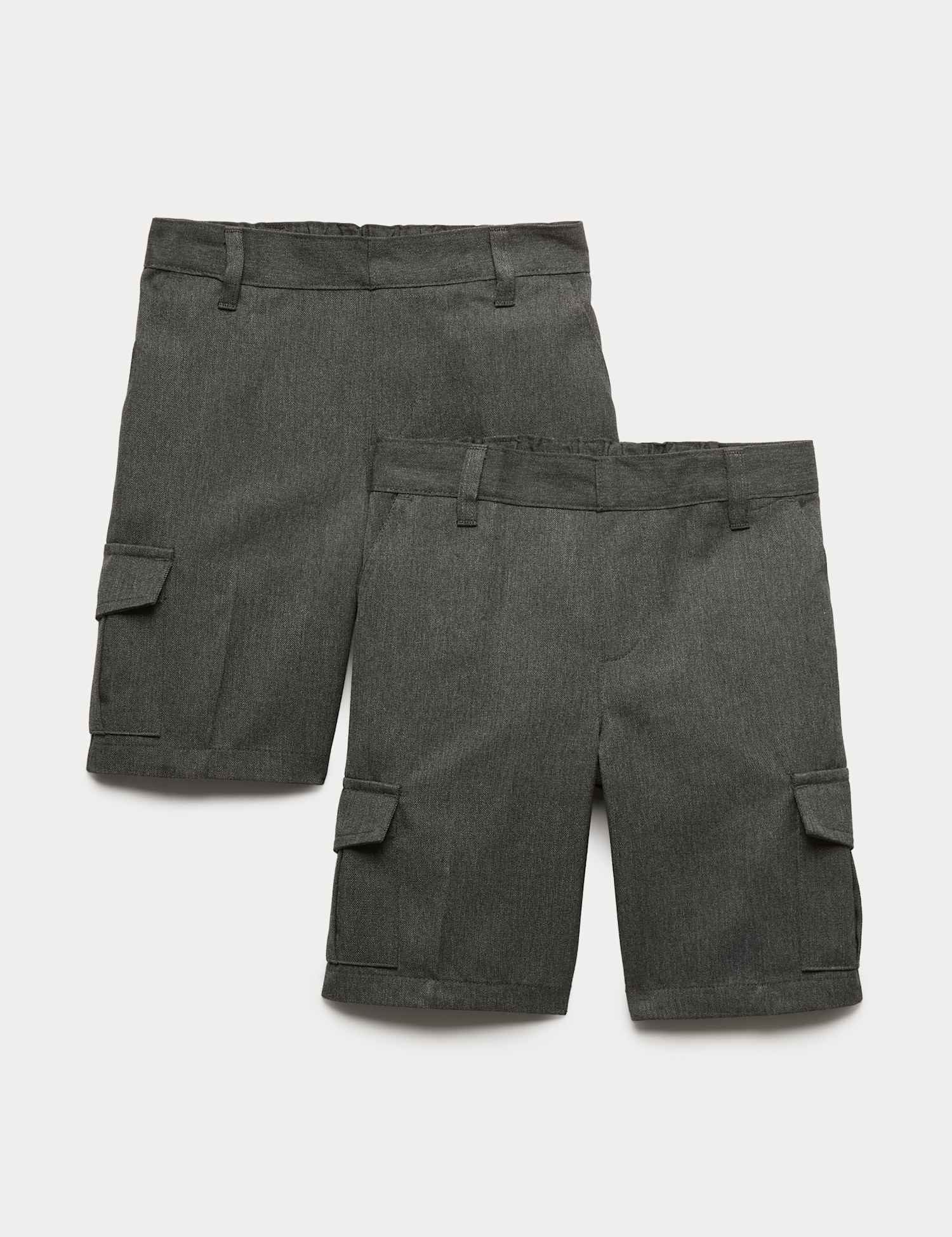 M&S 2 Pack Boys' Cargo School Shorts (2-14 Yrs) Grey
