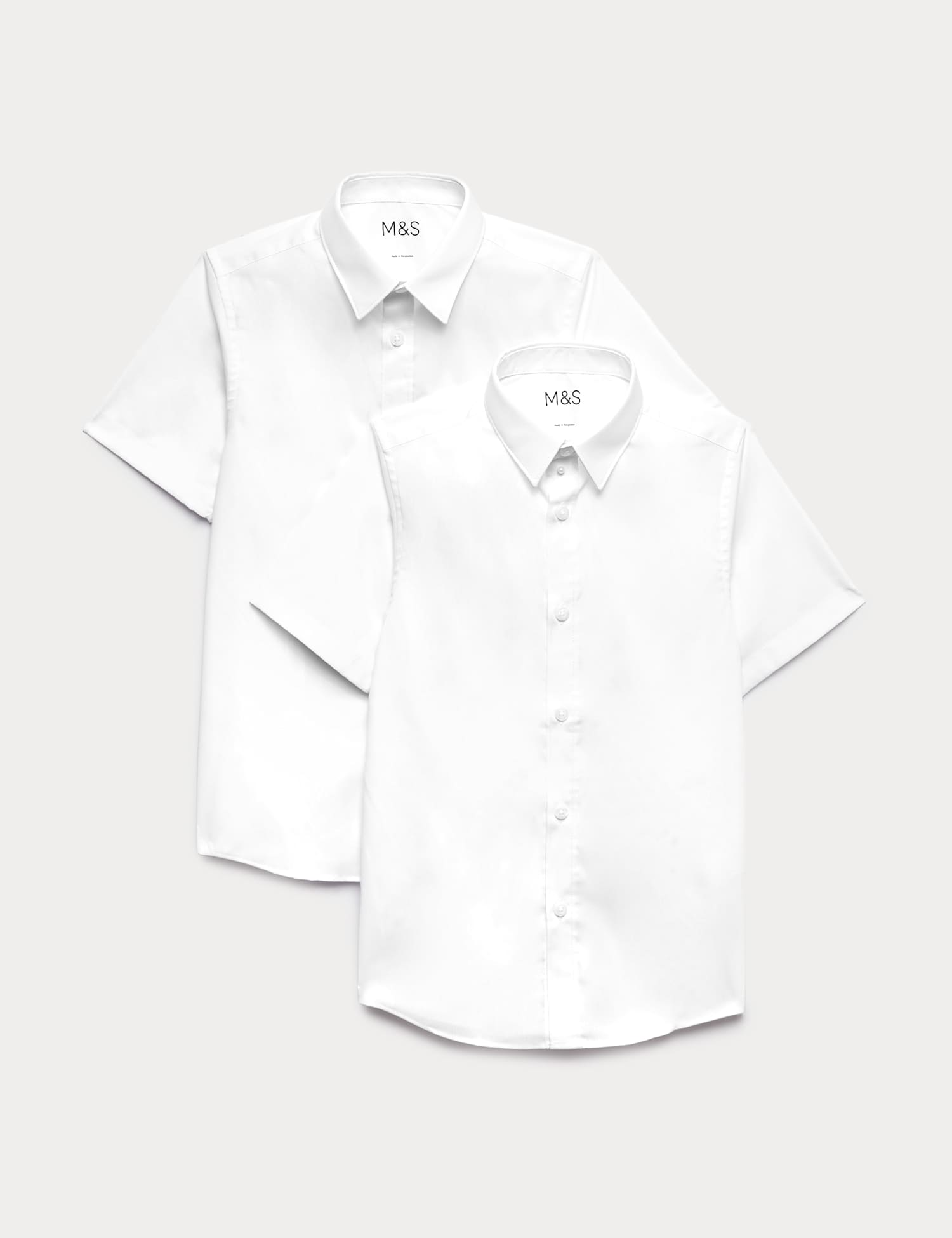 M&S 2 Pack Boys' Skinny Fit Stretch School Shirts (2-18 Yrs) White
