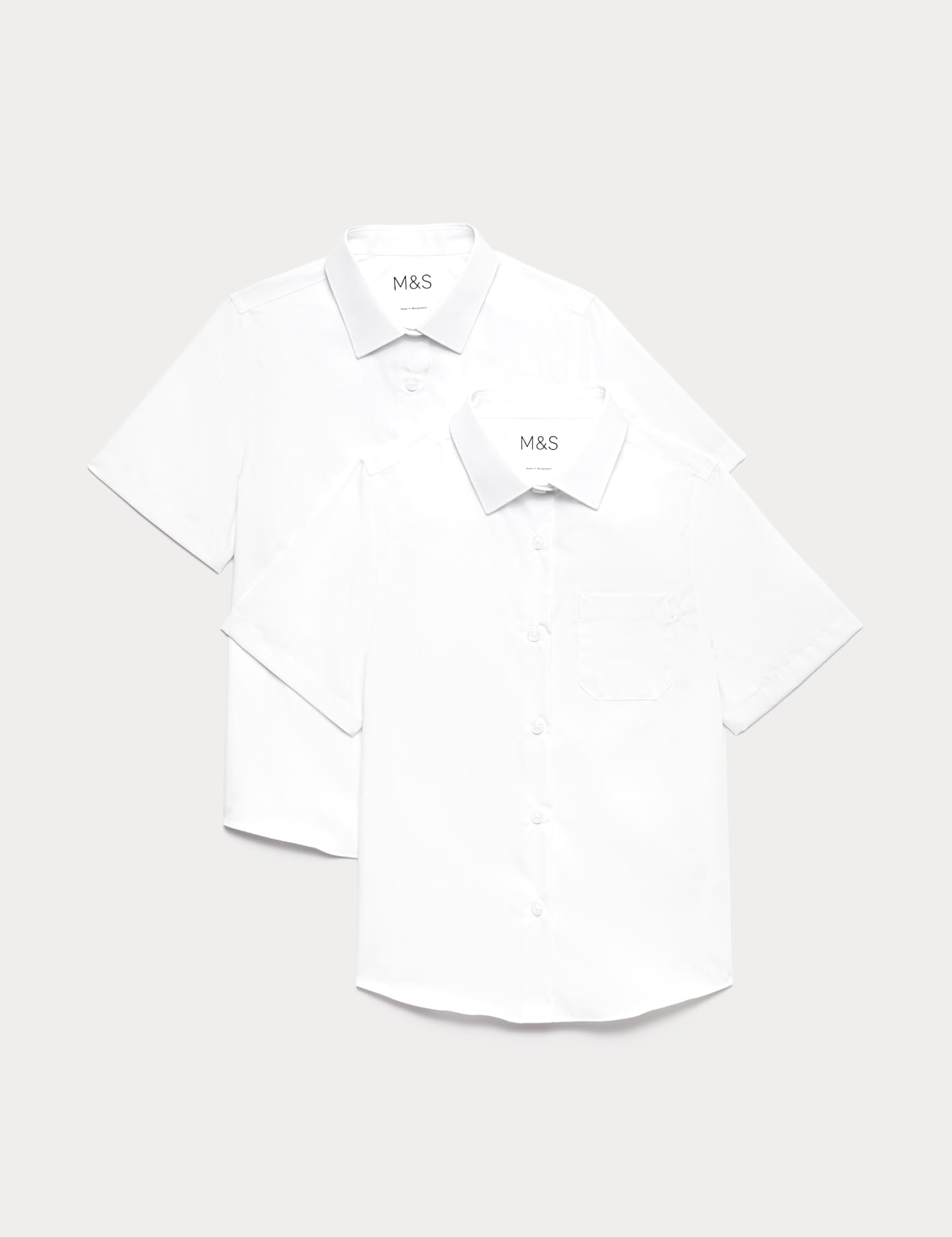 M&S 2 Pack Girls' Non-Iron School Shirts (2-18 Yrs) White