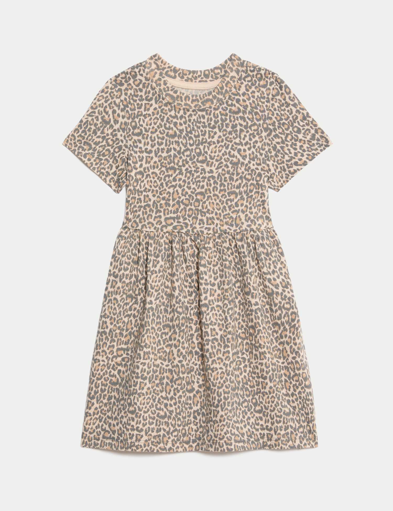 M&S Pure Cotton Leopard Dress (12 Mths-8 Yrs) Neutral