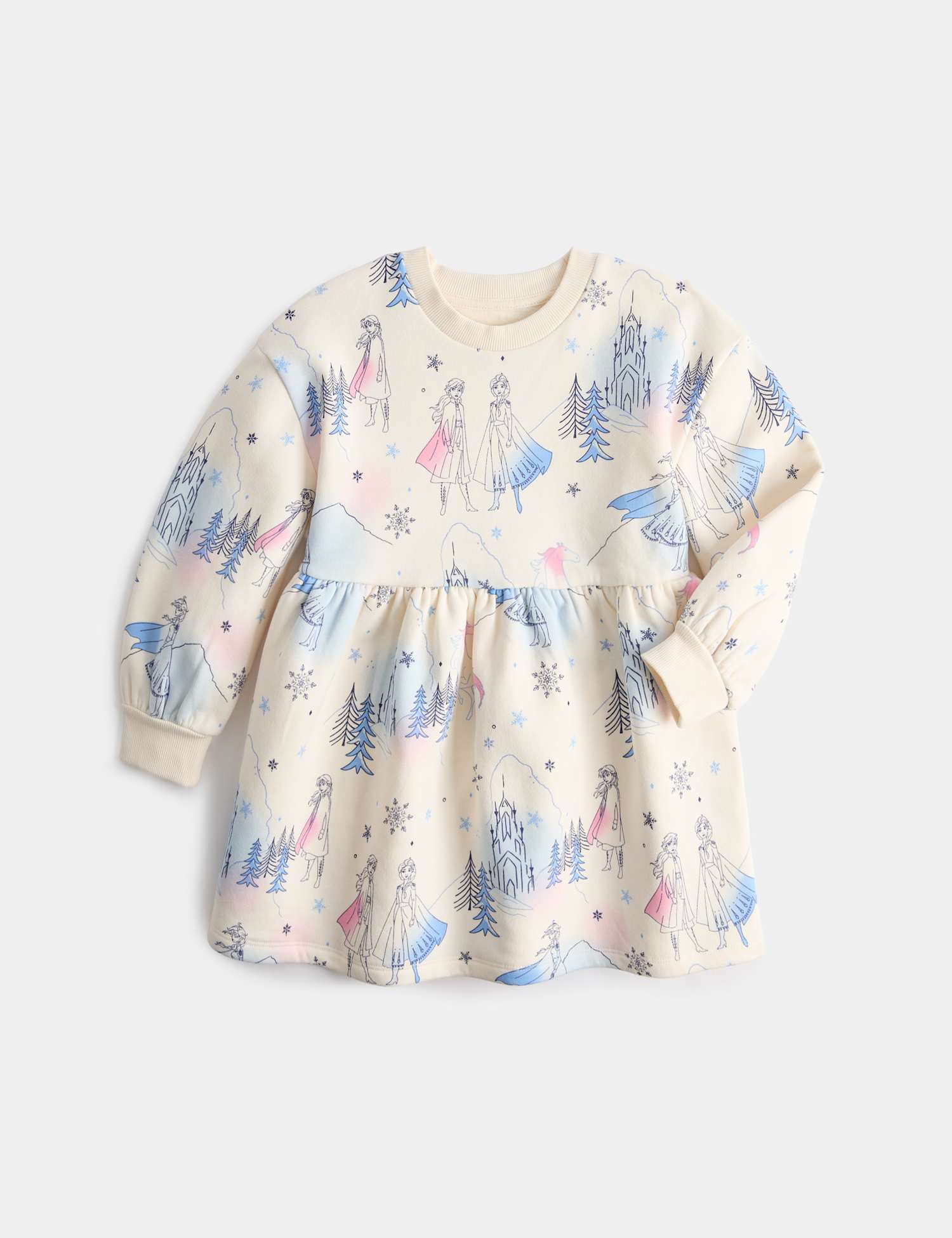 M&S Cotton Rich Disney Frozen� Sweat Dress (2-8 Yrs) Light Cream
