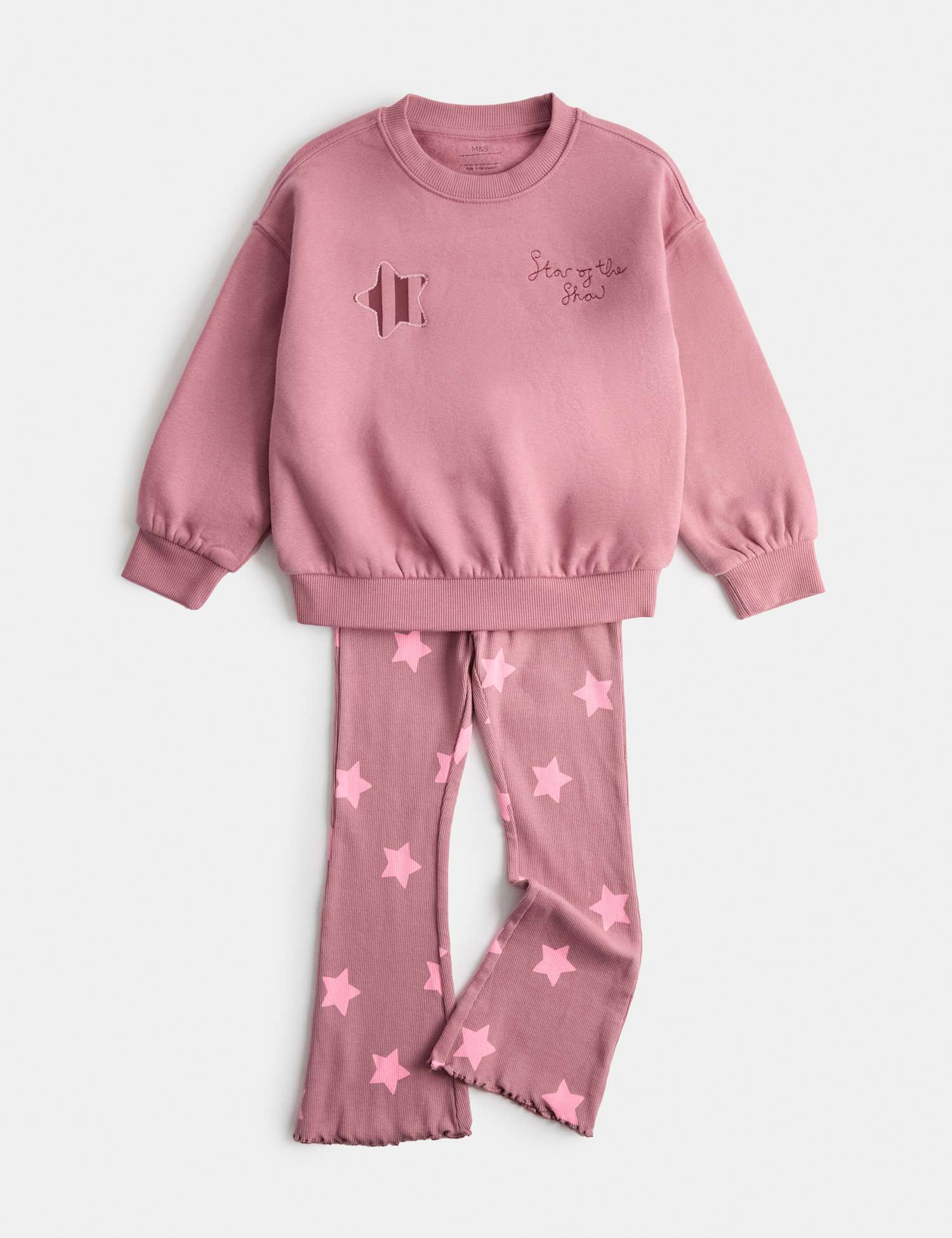 M&S Cotton Rich Stars Top & Bottom Outfit (2-8 Yrs) Multi