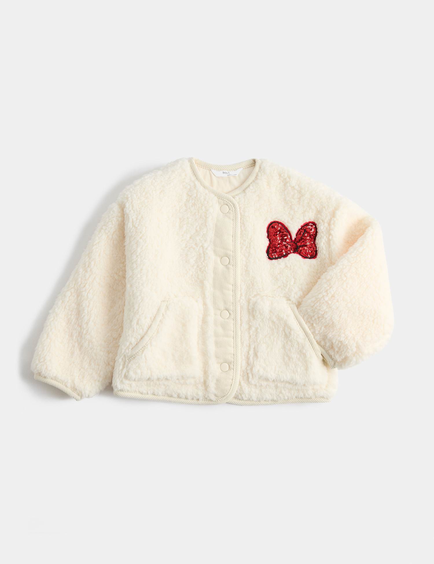 M&S Minnie Mouse� Borg Jacket (2-8 Yrs) Light Cream
