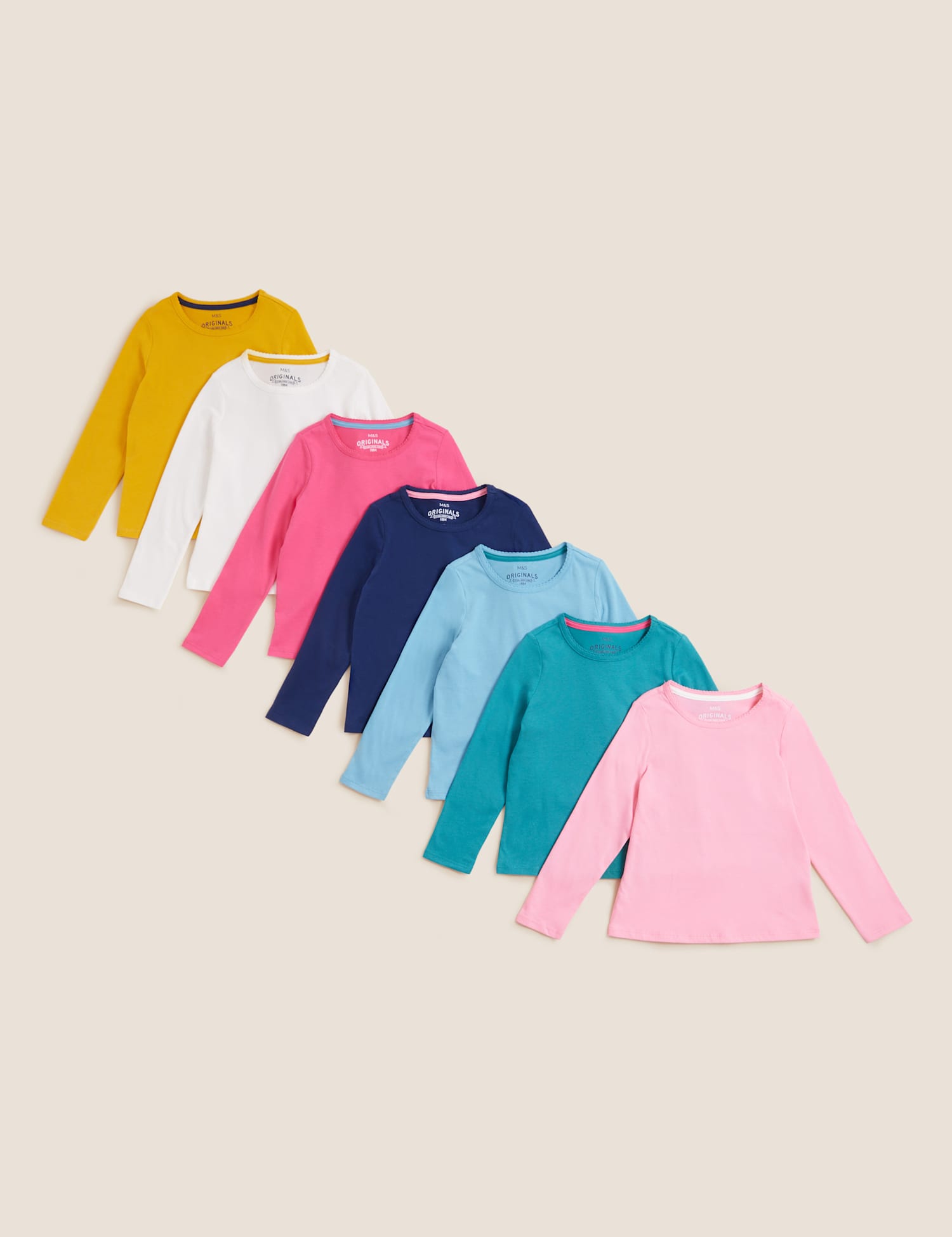 M&S 7 Pack Pure Cotton Plain Top (2-7 Yrs) Multi