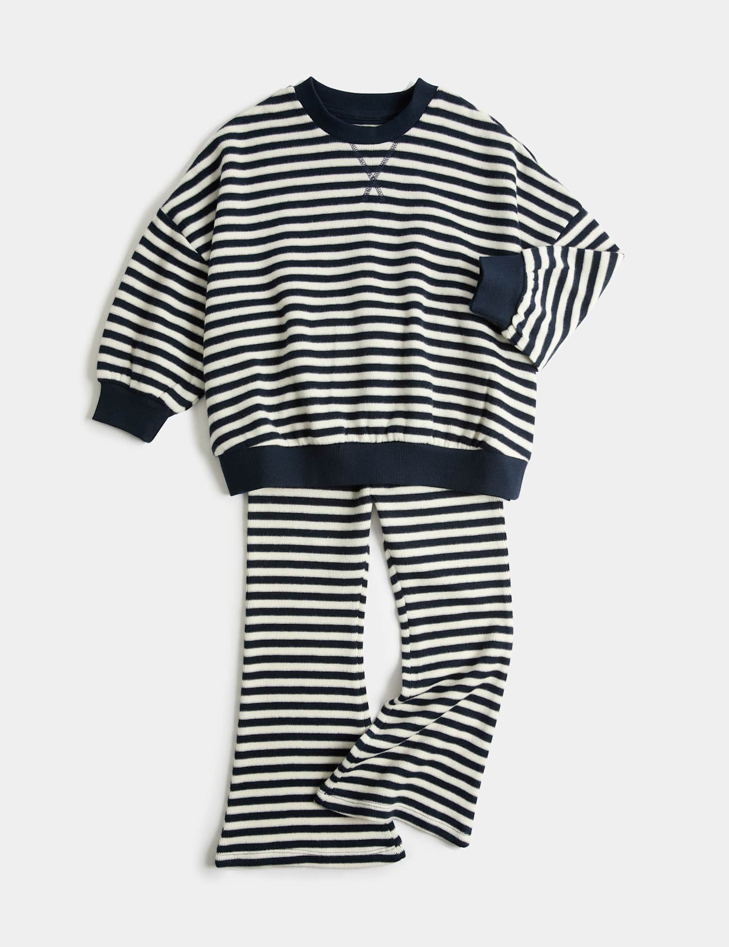M&S 2 Piece Cotton Rich Cosy Striped Outfit (2-8 Yrs) Multi