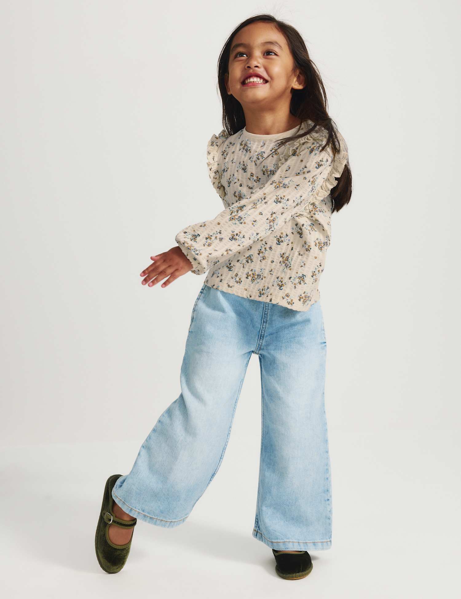 M&S Pure Cotton Jersey Floral Blouse (2-8 Yrs) Multi