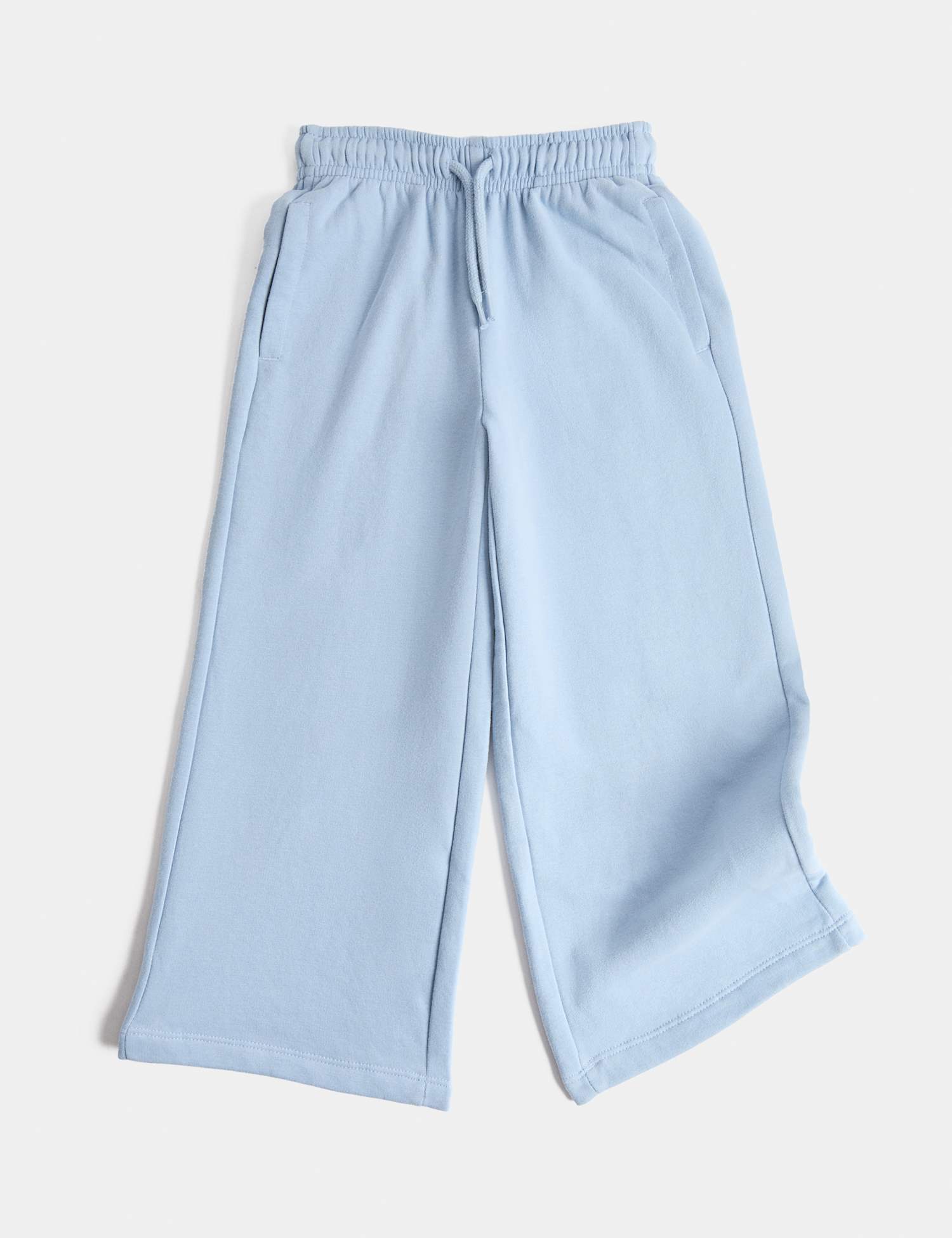 M&S Wide Leg Cotton Rich Joggers (2-8 Yrs) Powder Blue