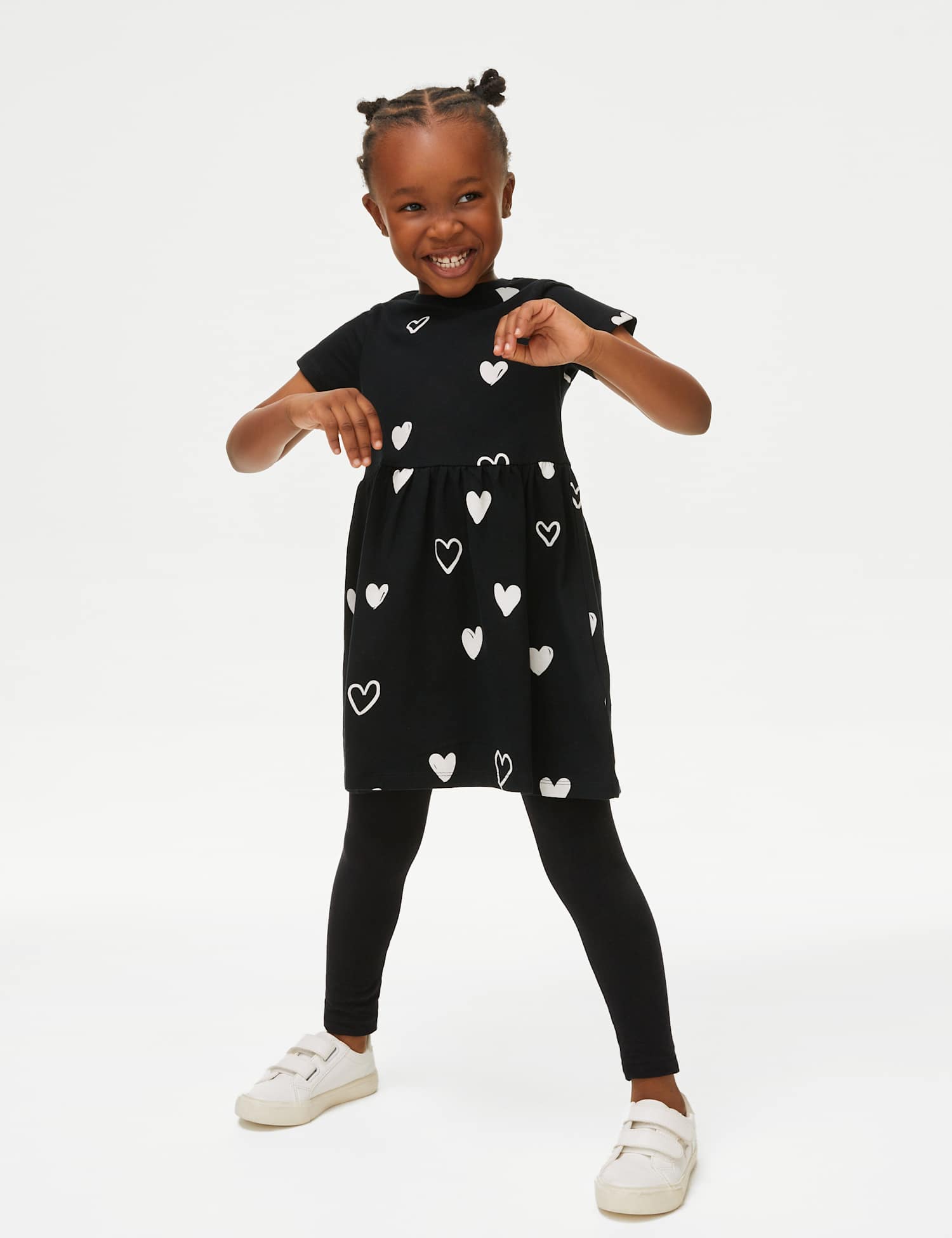 M&S Cotton Rich Printed Dress (2-8 Yrs) Bright Aqua