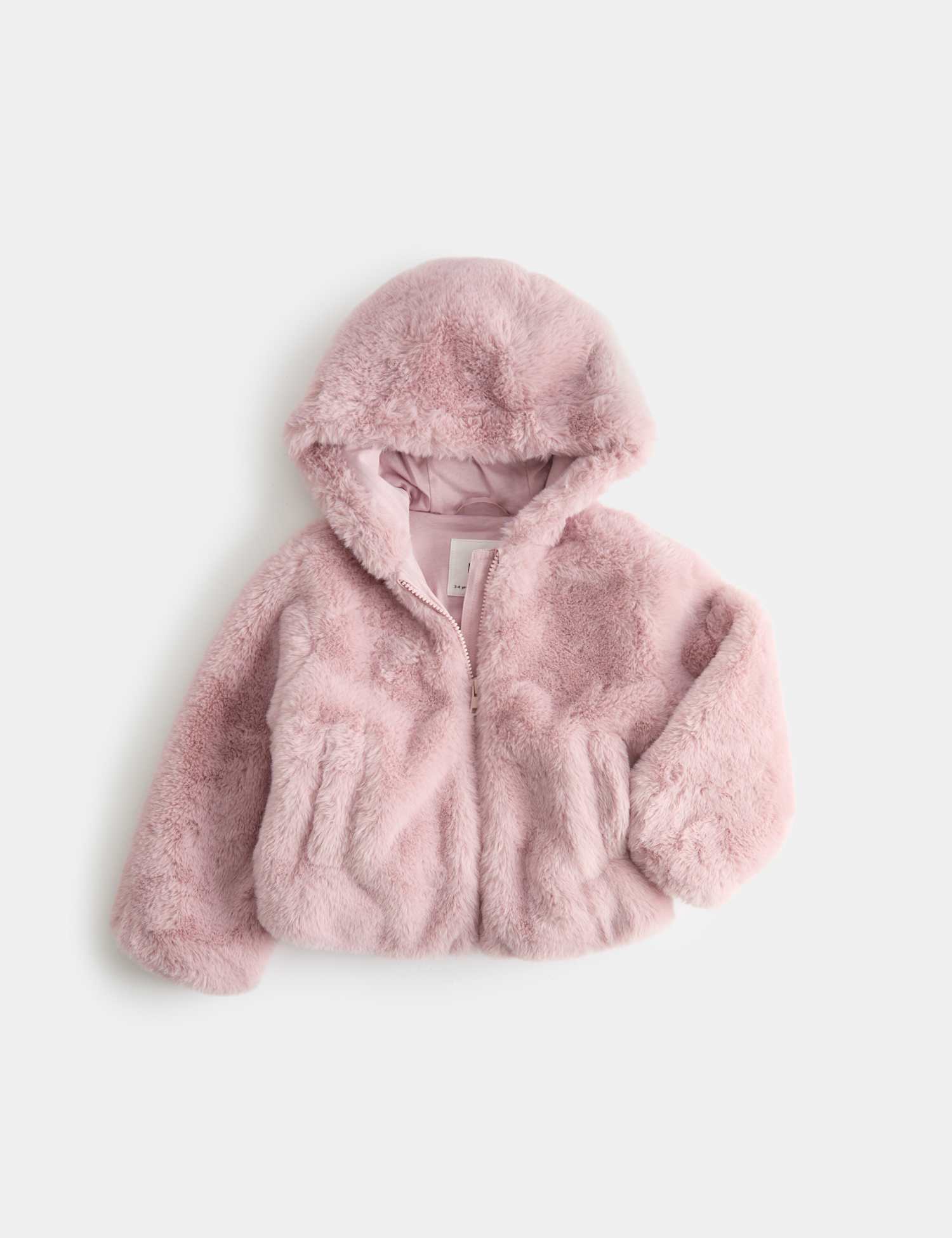 M&S Faux Fur Hooded Jacket (2-8 Yrs) Dusted Pink