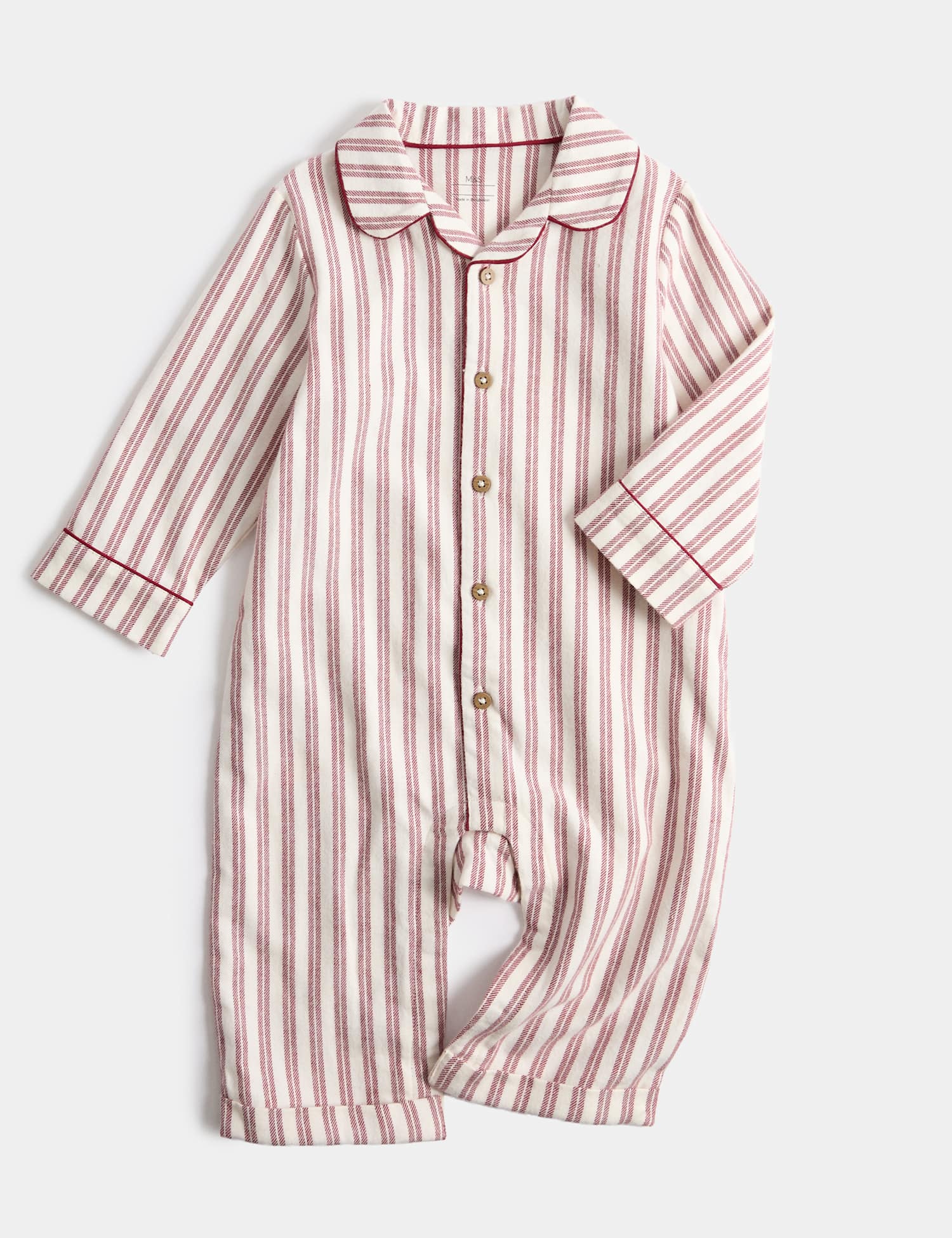 M&S Pure Cotton Baby Striped Christmas Family Pyjamas (0-3 Yrs) Cream Mix