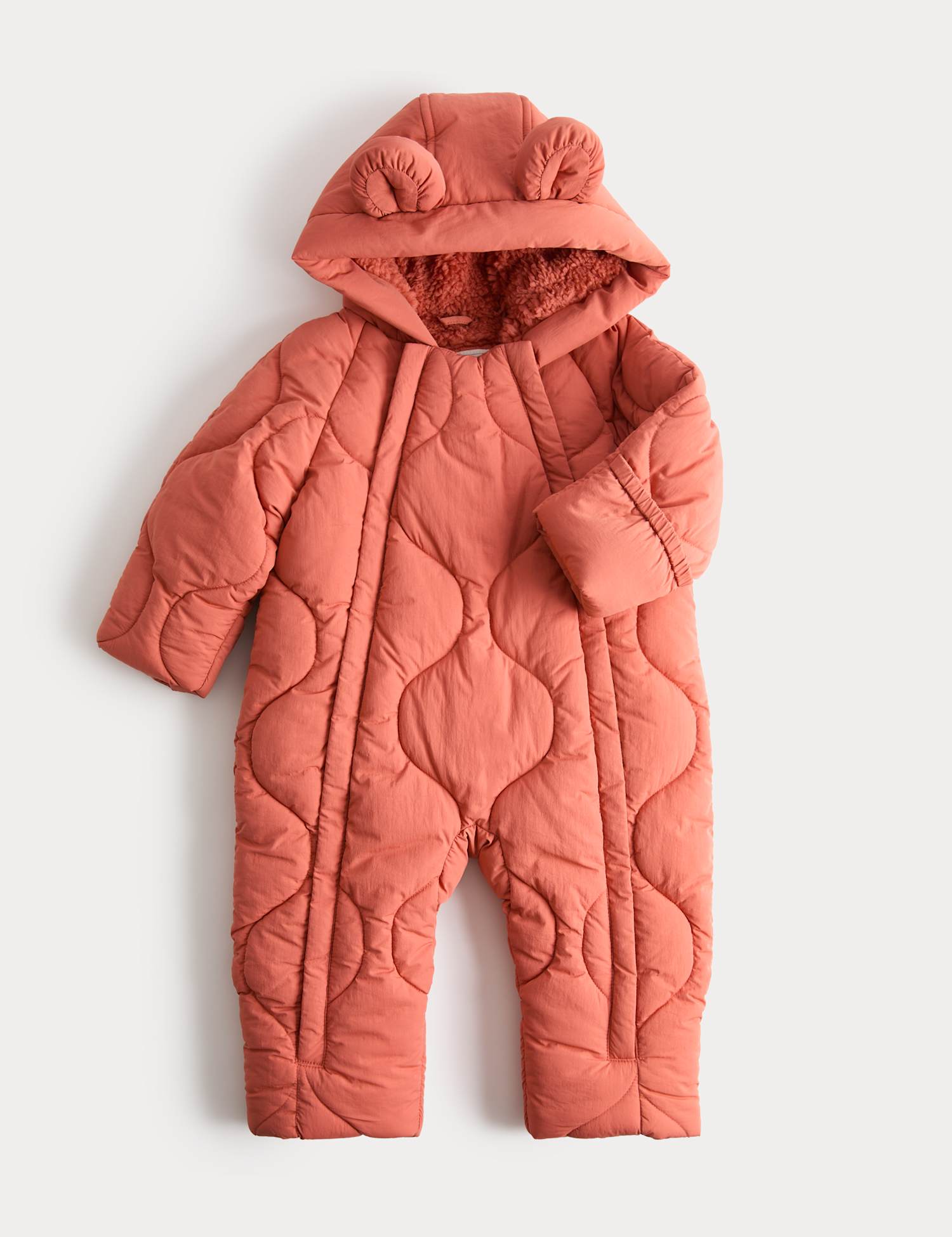 M&S Quilted Hooded Snowsuit (0-3 Yrs) Orange