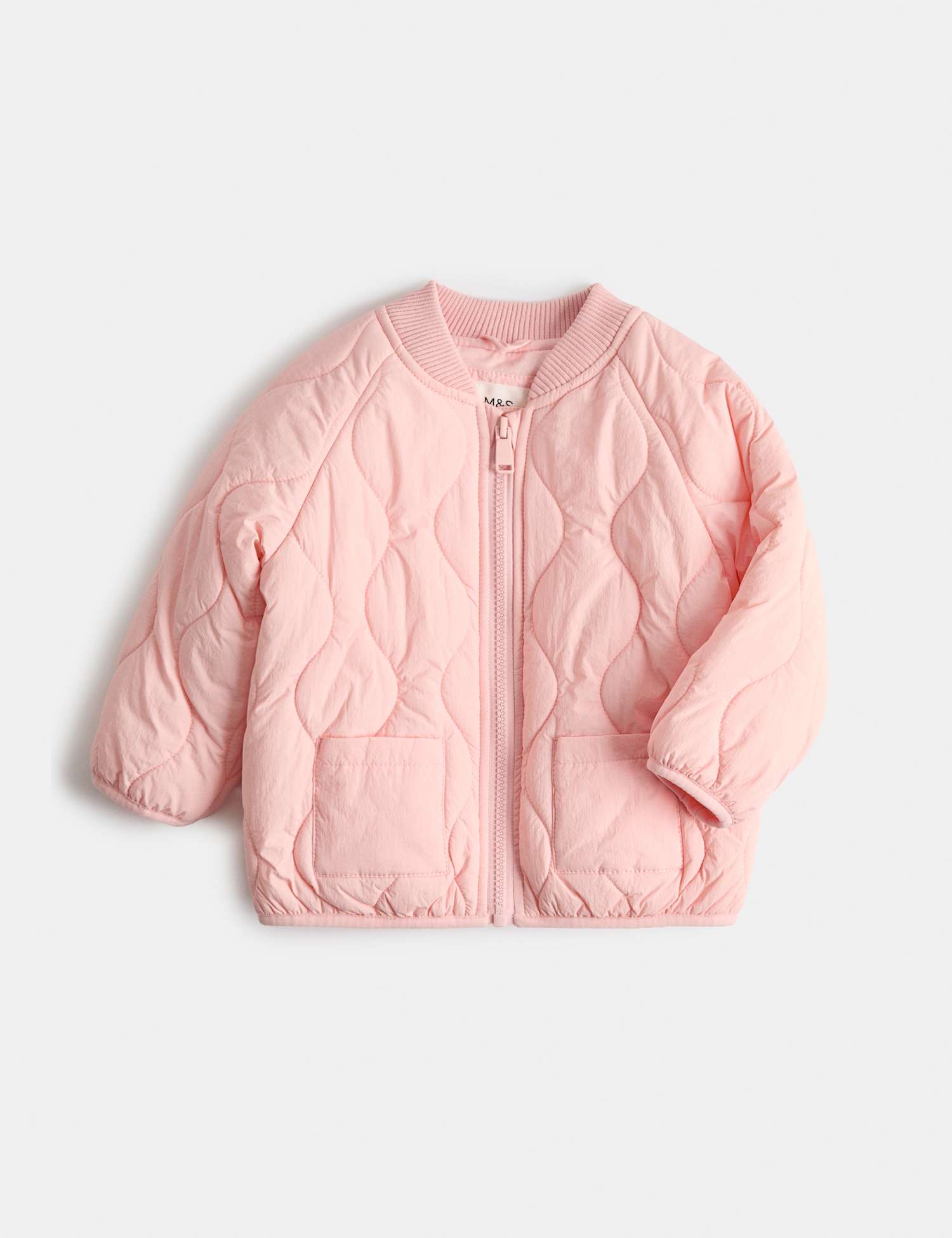 M&S Quilted Lightweight Padded Jacket (0-5 Yrs) Pink