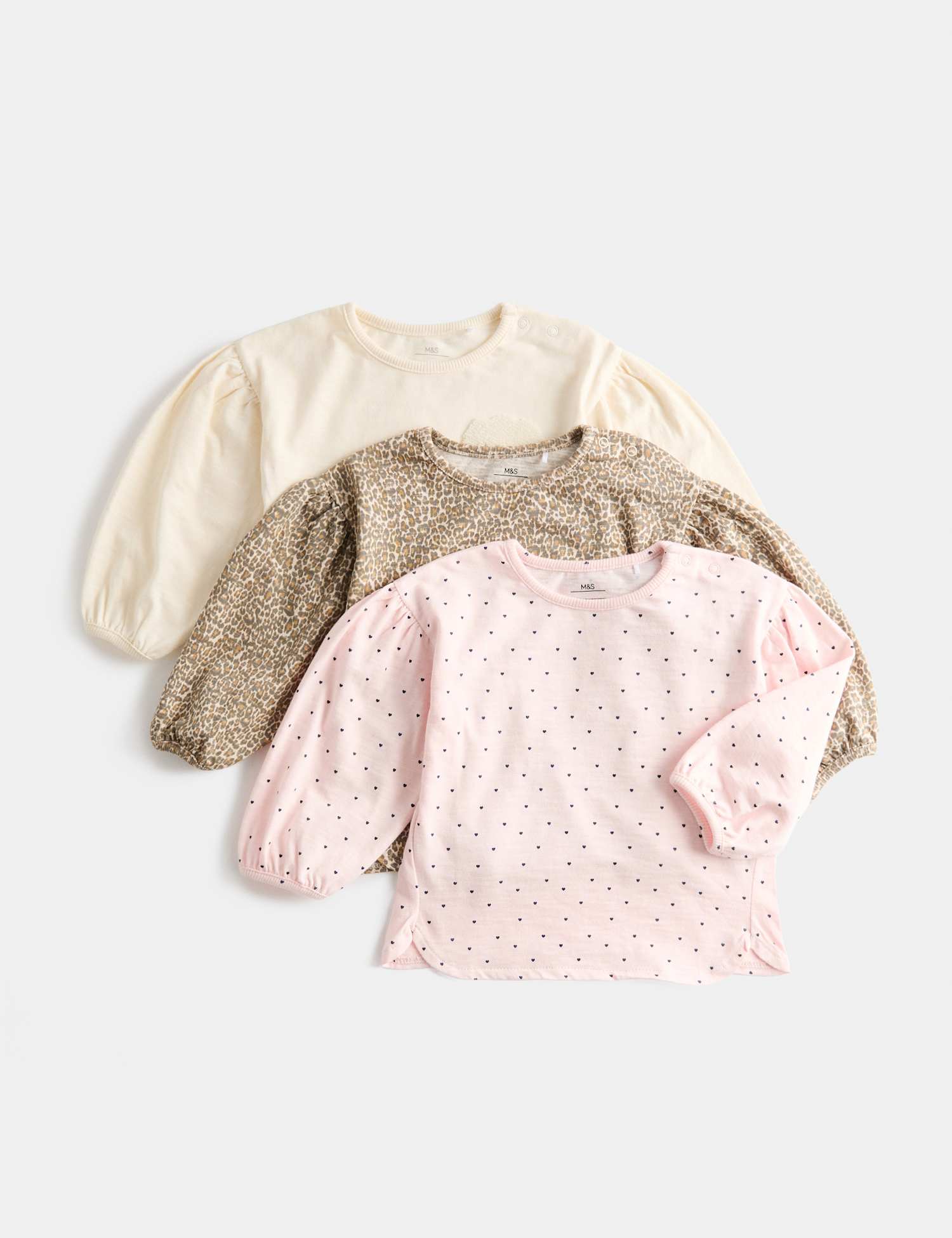 M&S 3 Pack Pure Cotton Printed Tops (0-5 Yrs) Multi