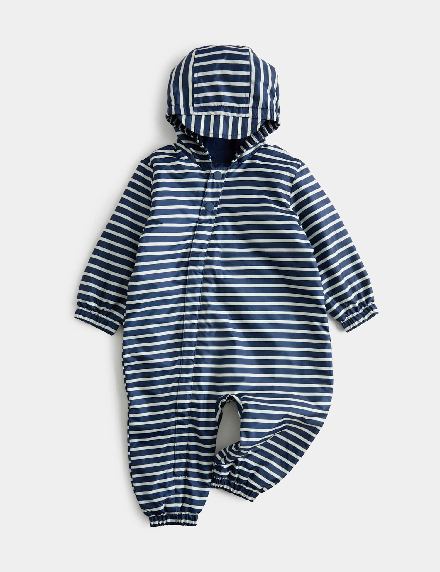 M&S Striped Hooded Fisherman Puddlesuit (0-3 Yrs) Navy