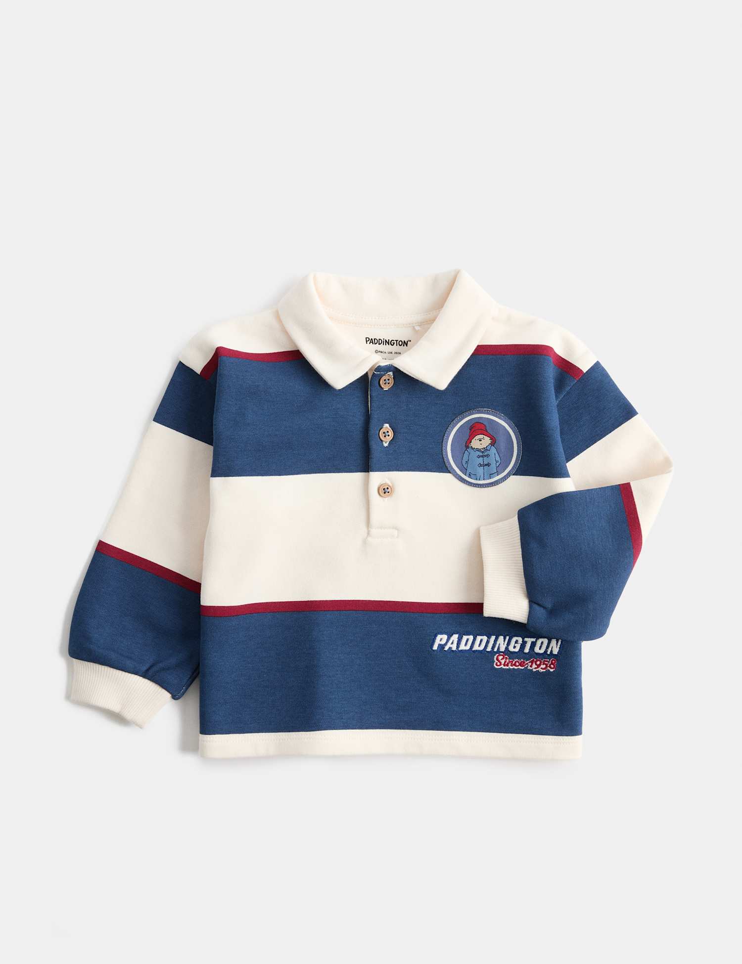 M&S Cotton Rich Paddington� Rugby Top (0-3 Yrs) Navy Mix