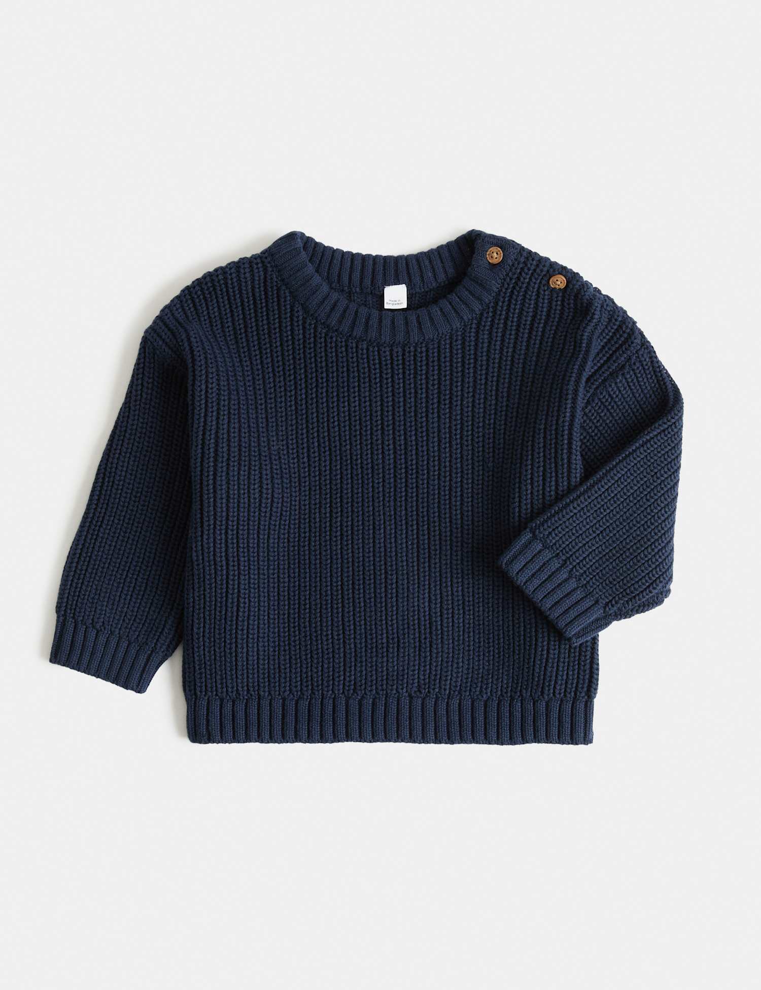 M&S Pure Cotton Ribbed Jumper (0 Mths-5 Yrs) Navy