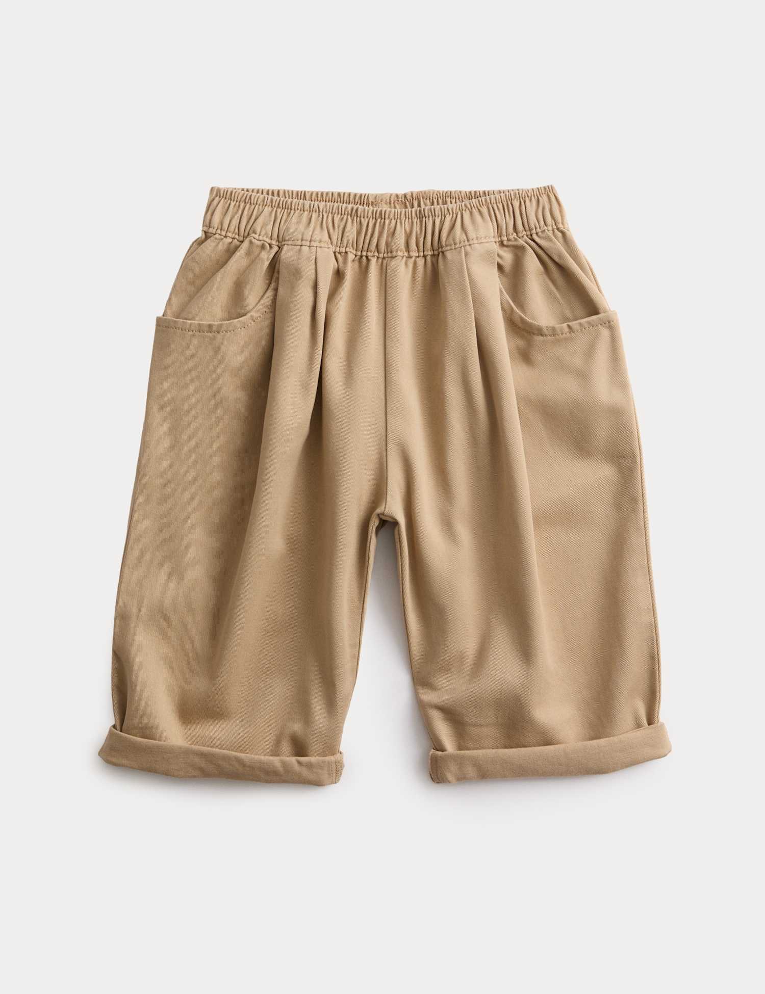 M&S Pure Cotton Pleated Oversized Chinos (0-6 Yrs) Stone