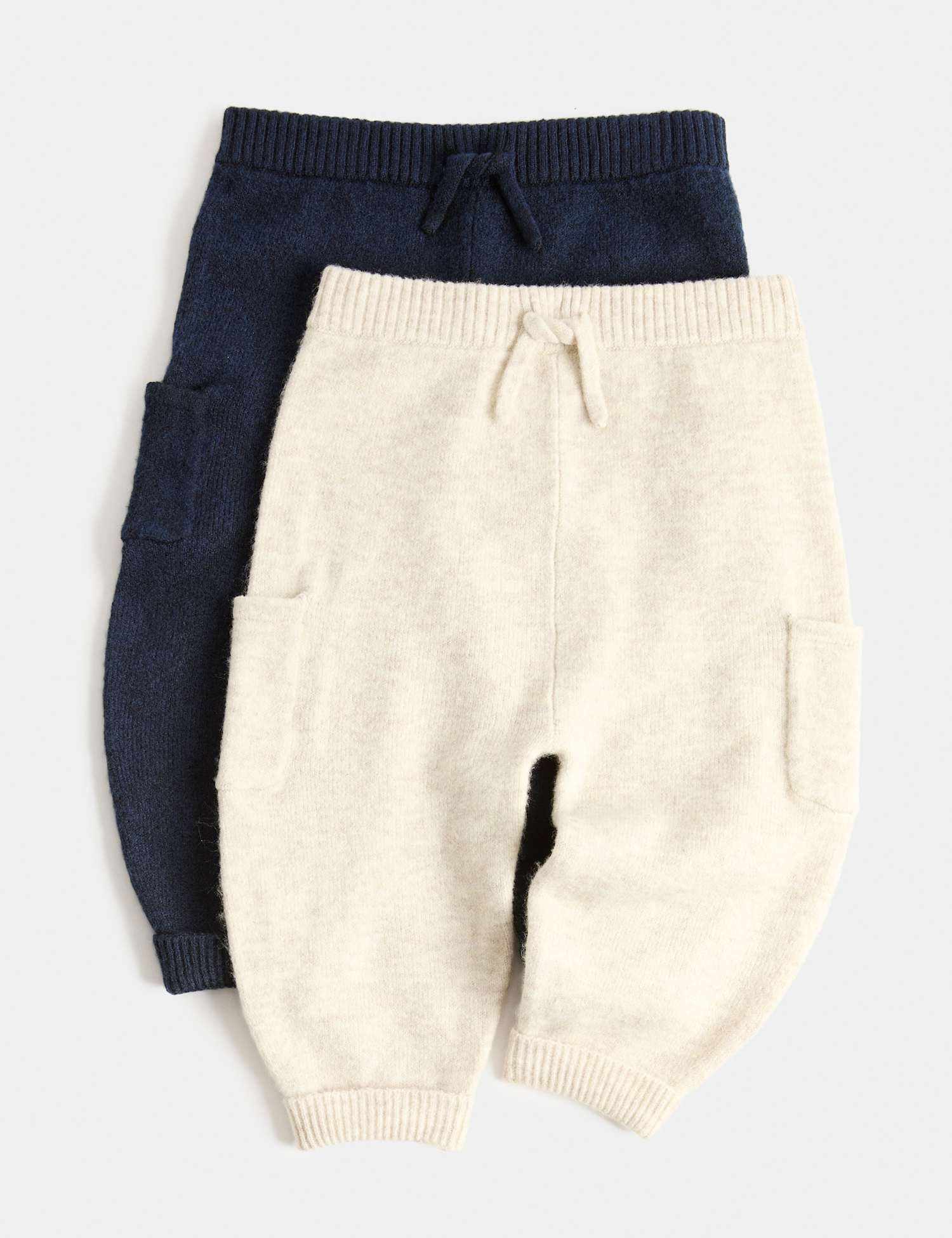 M&S 2 Pack Knitted Joggers (0-3 Yrs) Navy Mix