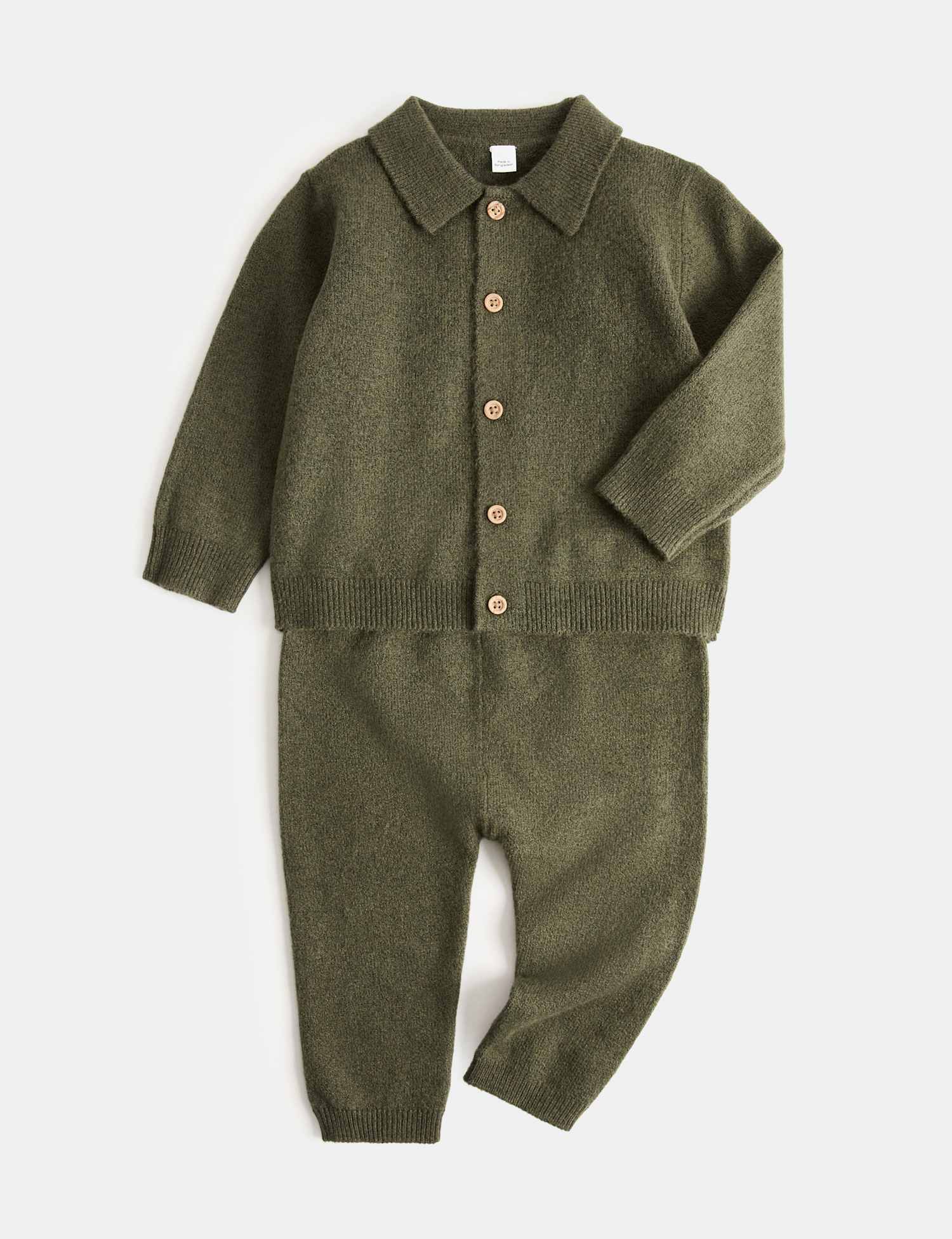 M&S Knitted Two Piece Outfit (0-3 Yrs) Khaki