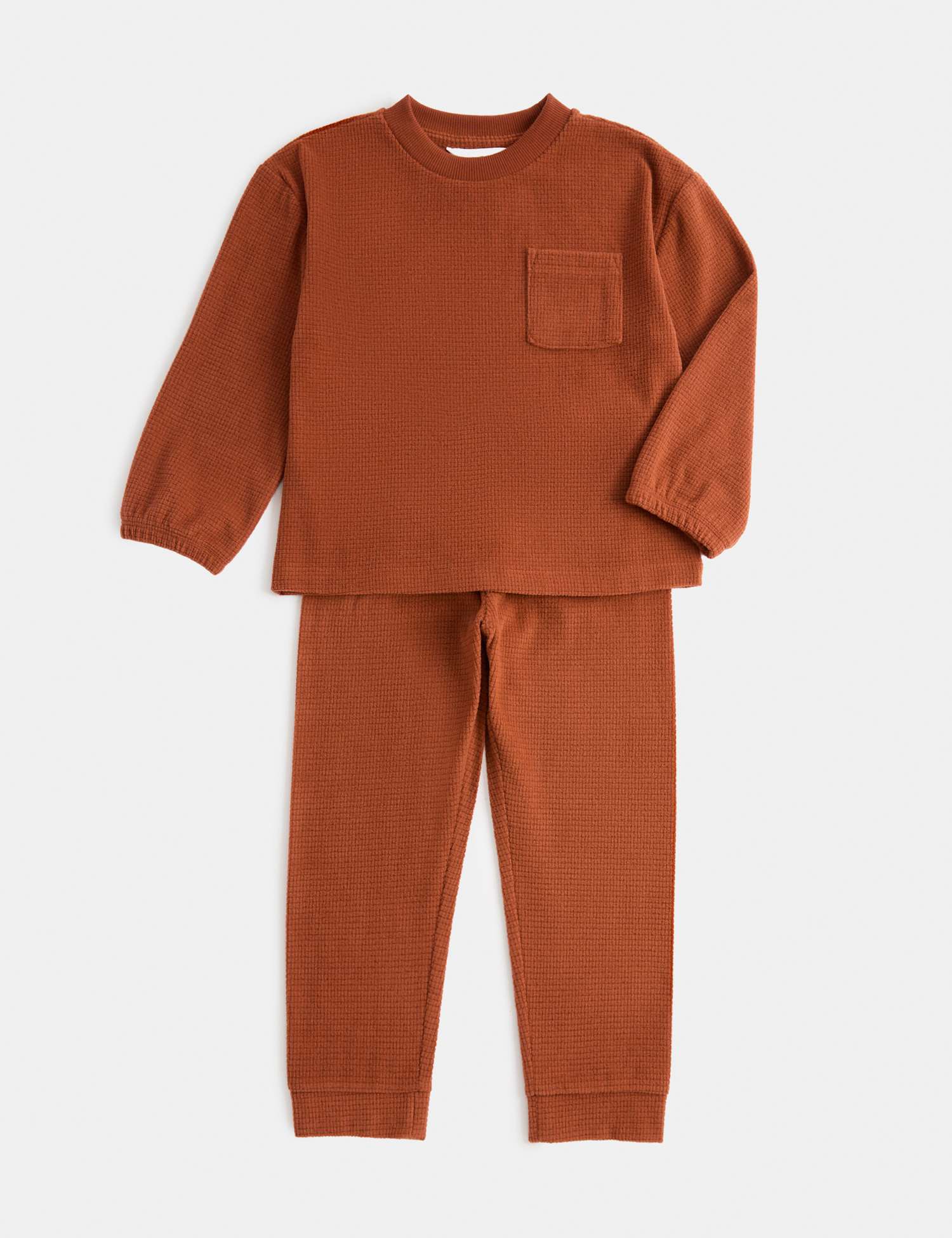 M&S Fleece Cosy Pyjamas (1-8 Yrs) Rust