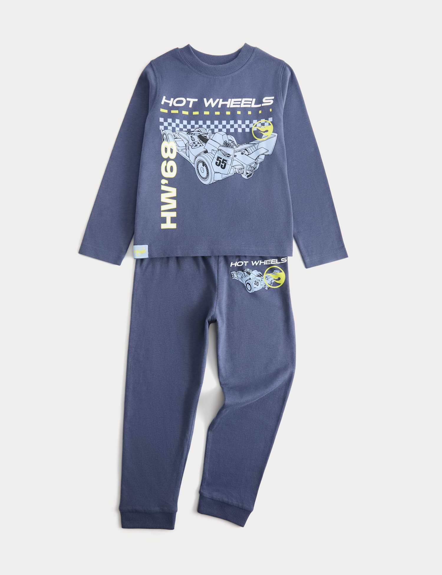 M&S Pure Cotton Hot Wheels� Pyjamas (1-8 Yrs) Navy