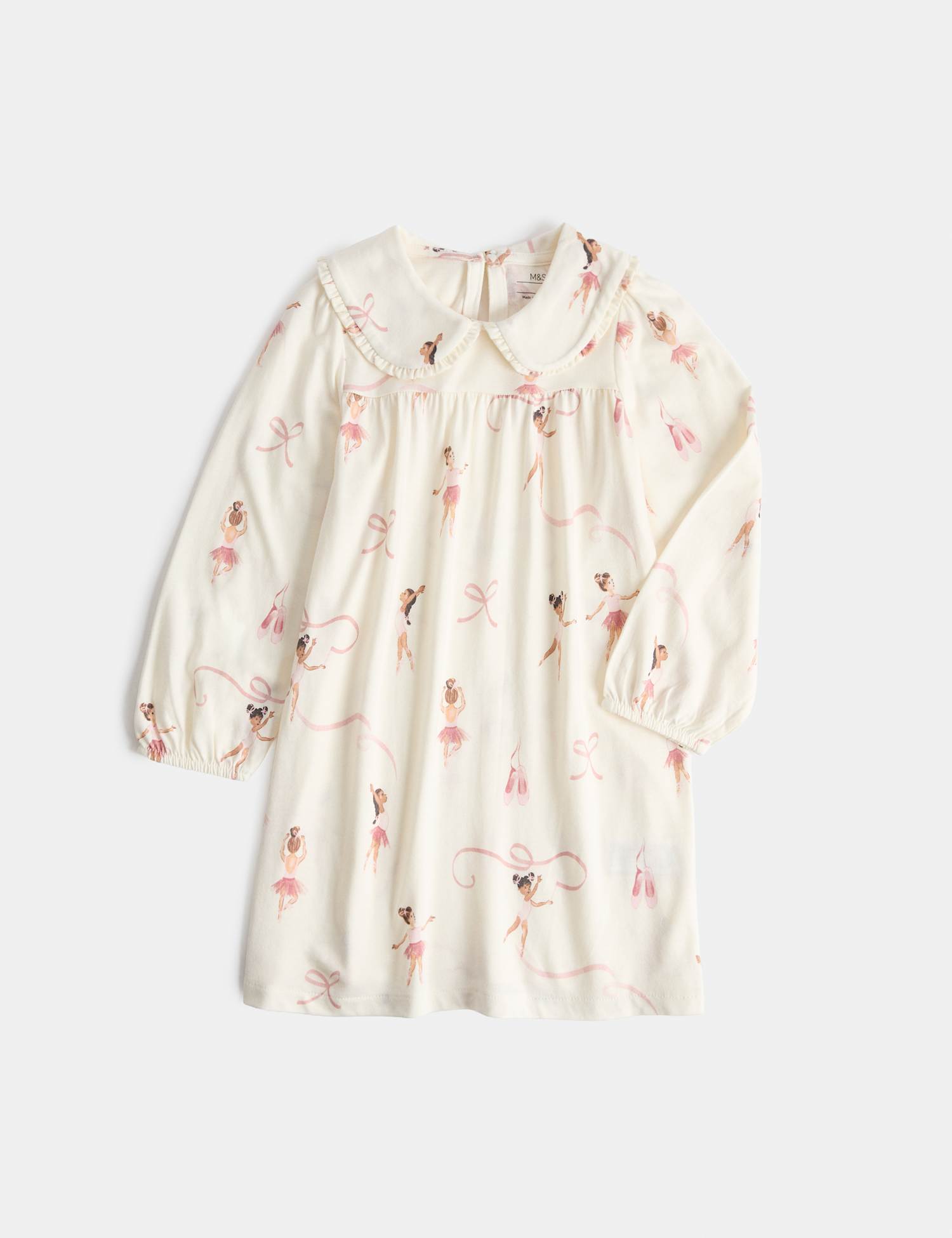 M&S Cotton Blend Ballerina Nightdress (1-8 Yrs) Ivory Mix